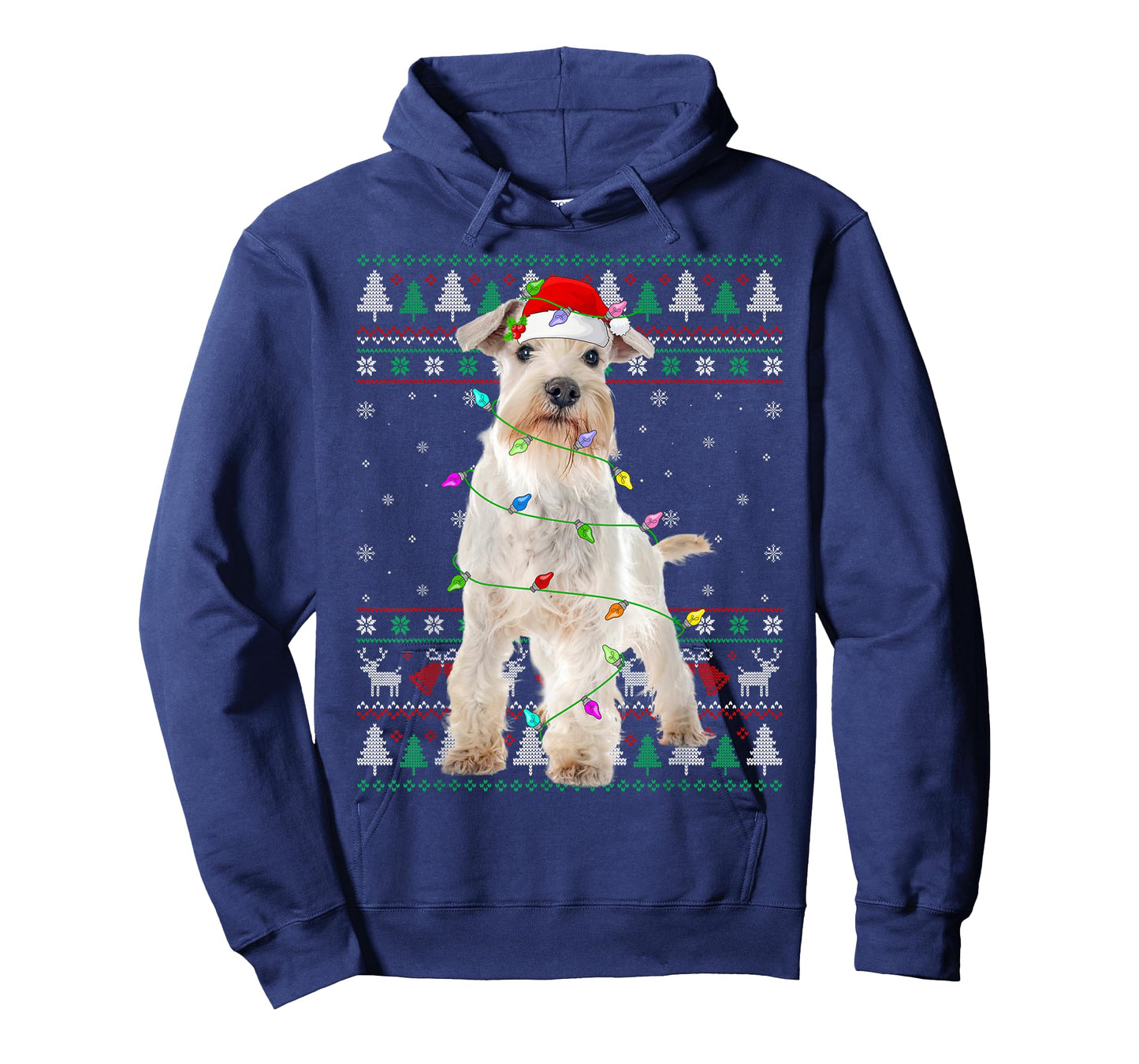 Miniature White Schnauzer Dog Christmas Ugly Sweater Xmas T-Shirt