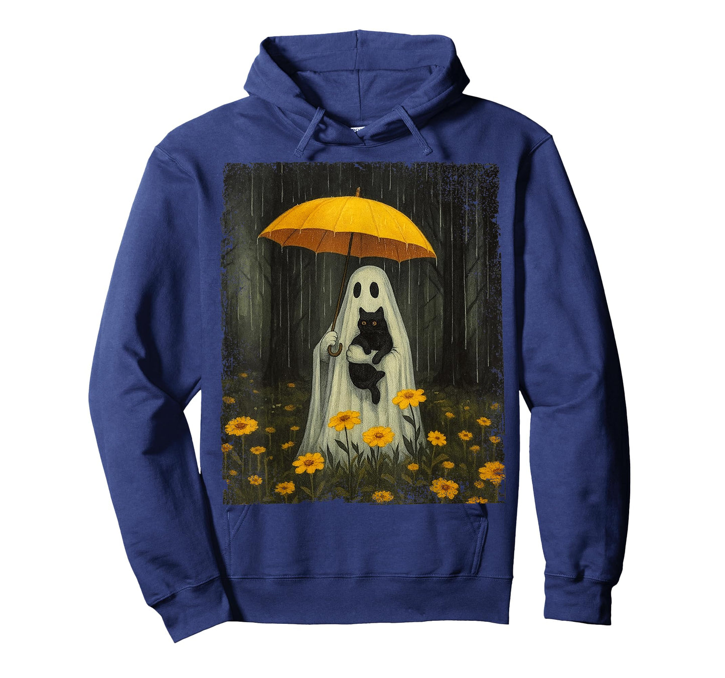 Boo Ghost Umbrella Black Cat Floral Halloween Womens Girls T-Shirt