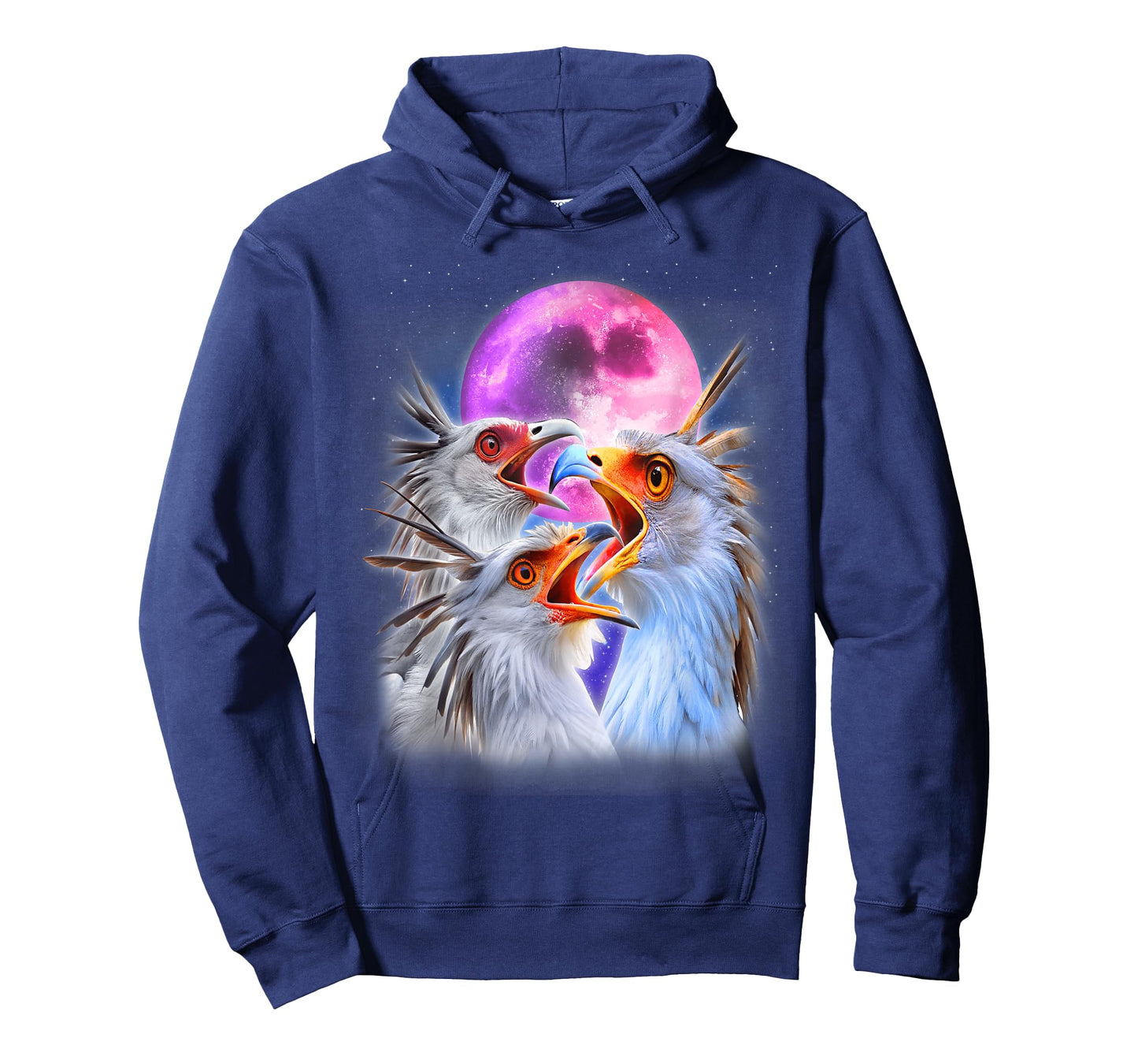3 Secretary Bird Howling At The Moon Funny Bird Lover Birder T-Shirt