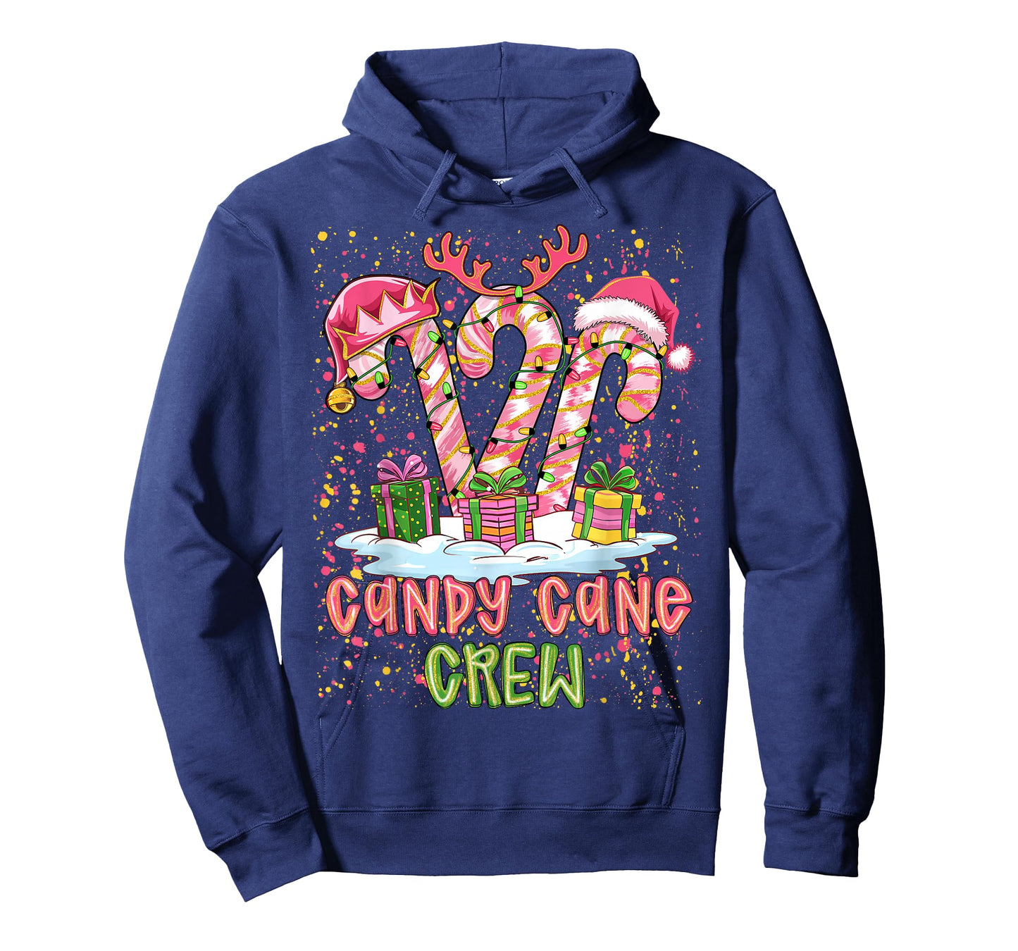 Candy Cane Crew Pink Coquette Preppy Color Xmas PJ Santa Hat T-Shirt
