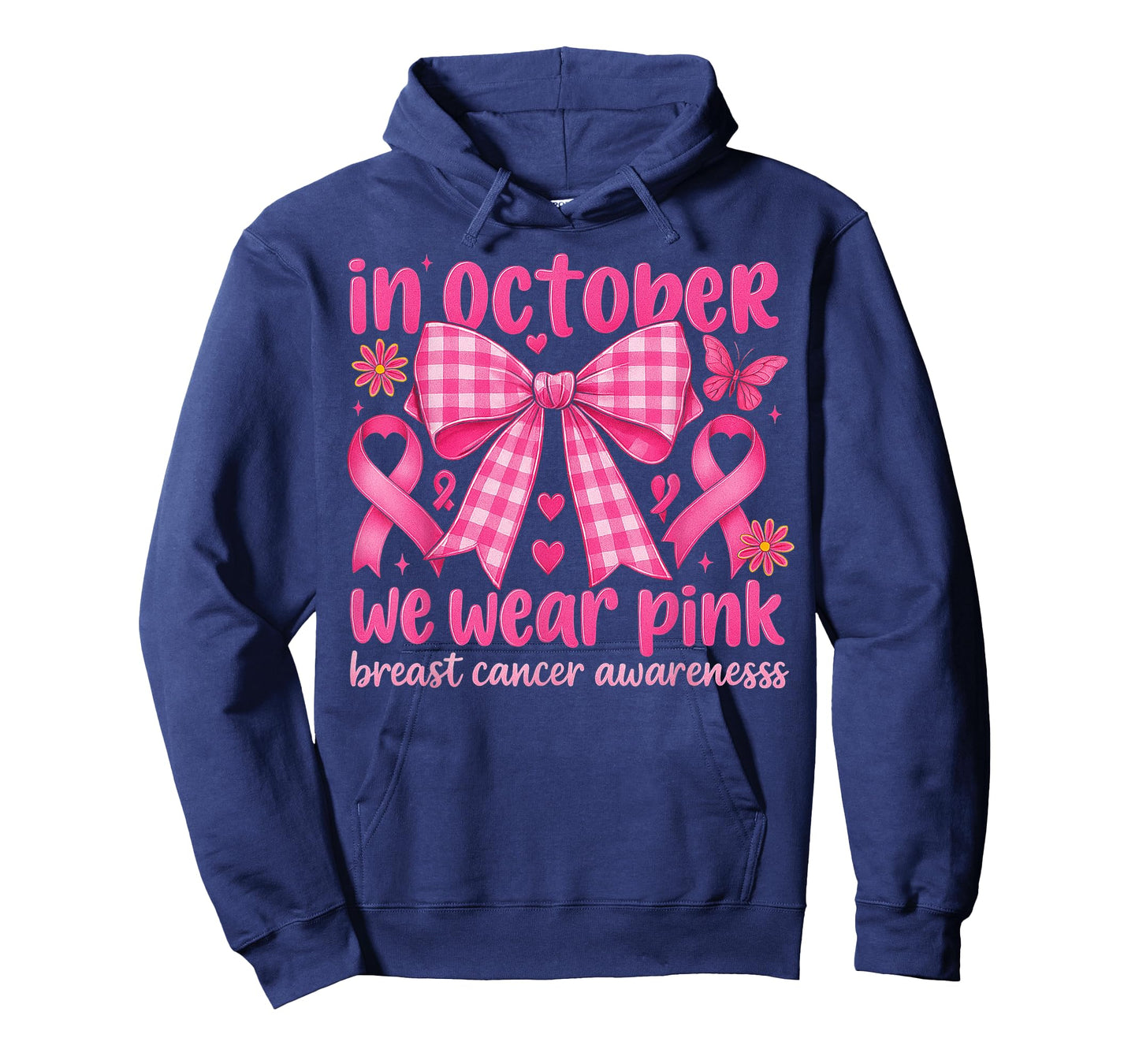 Coquette Bow in October We Wear Pink Breast Cancer Awareness T-Shirt