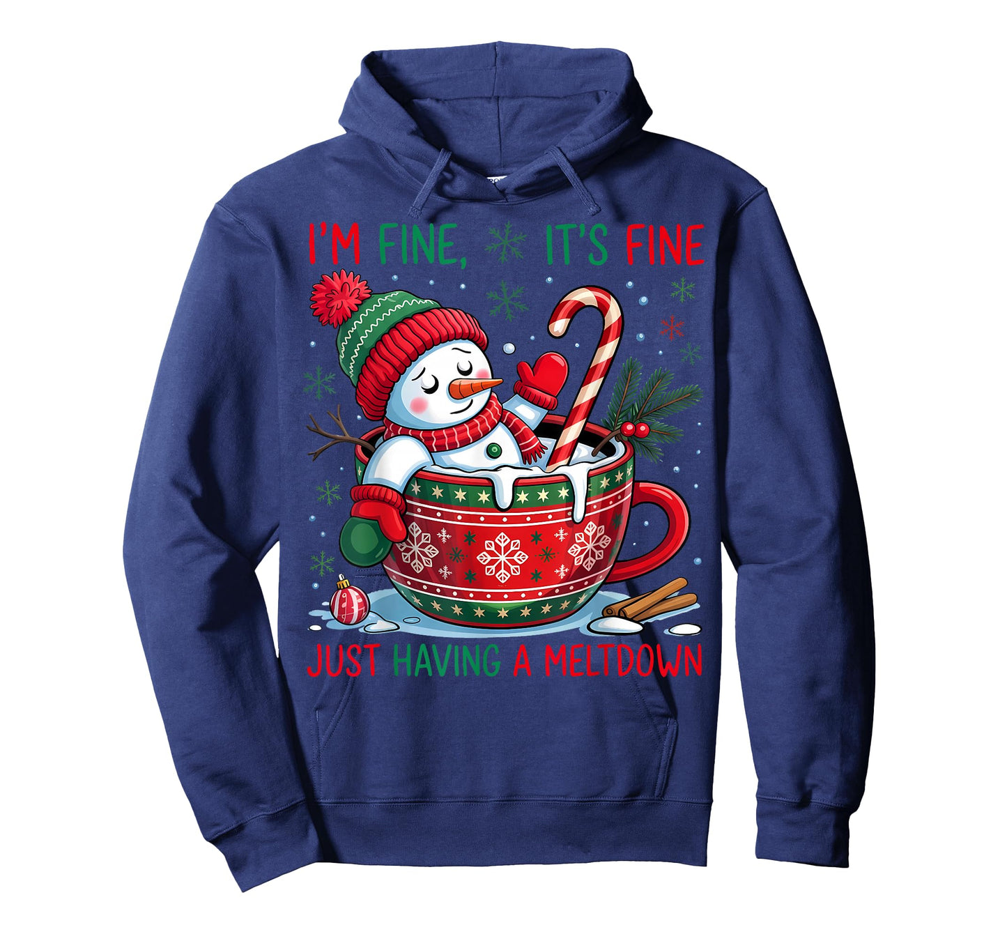 Funny Cute Snowman Christmas I'm Fine Just Having A Meltdown T-Shirt