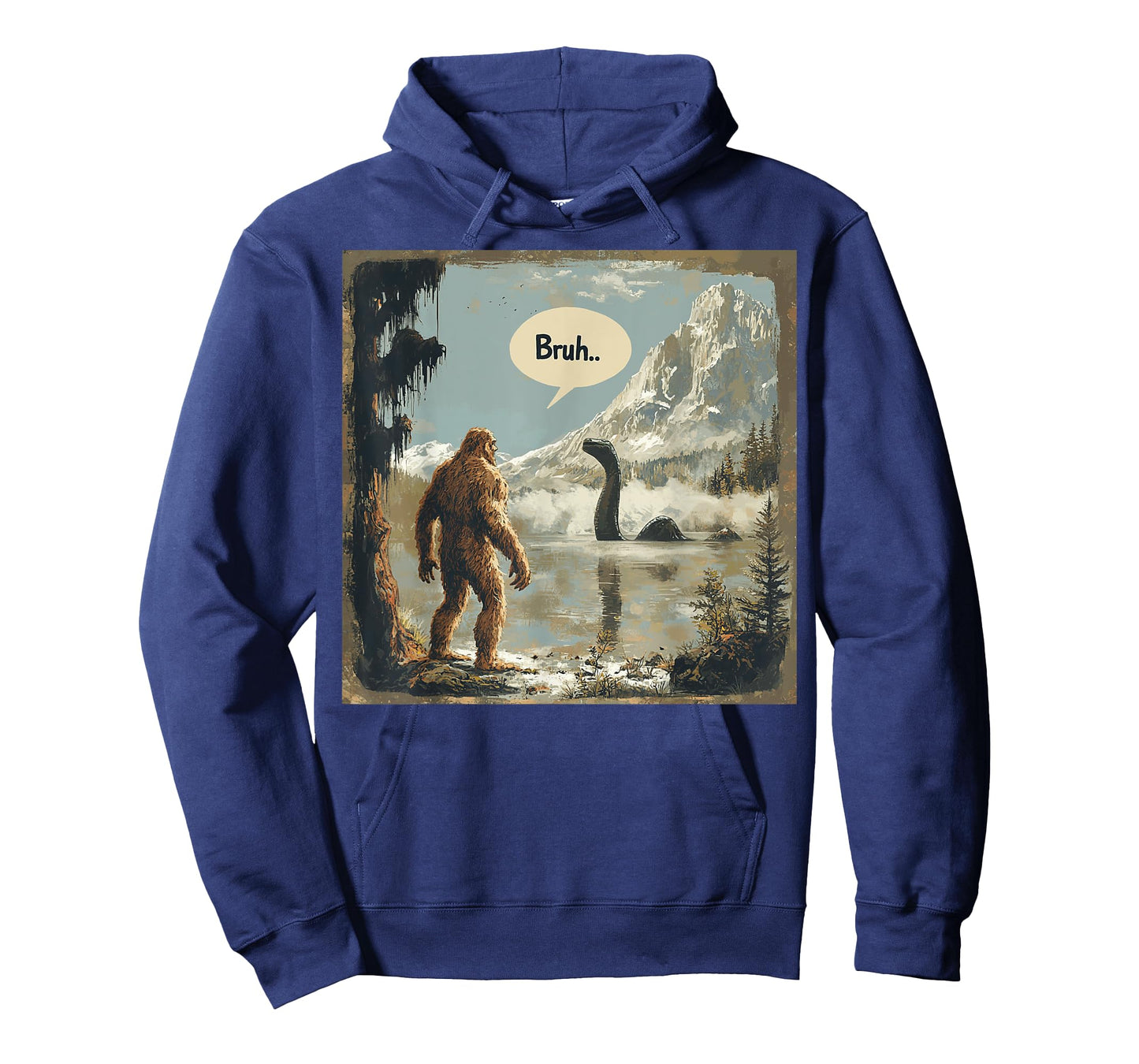Funny Bigfoot Sasquatch Loch Ness Monster Introvert Bruh T-Shirt