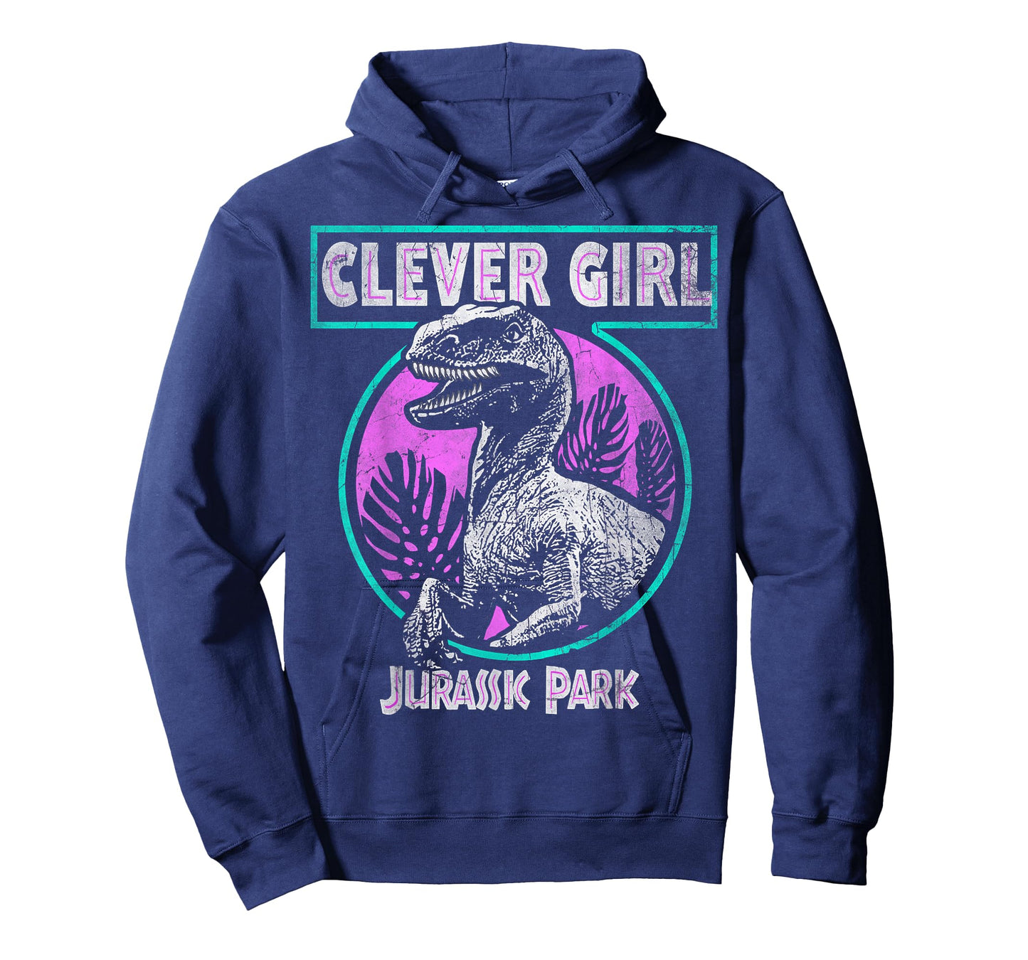 Jurassic Park Distressed Teal Raptor Clever Girl Short Sleeve T-Shirt