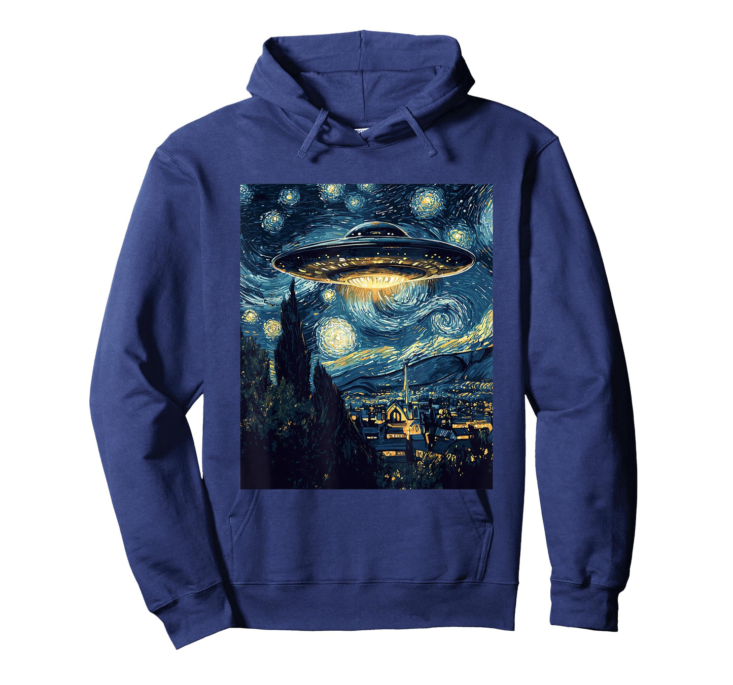 UFO Aliens Flying Saucer - Van Gogh Style - Starry Night T-Shirt