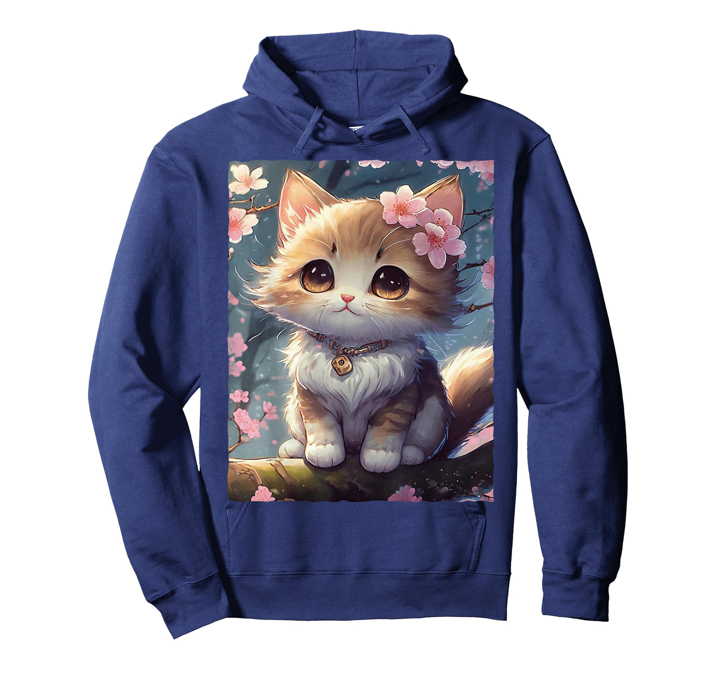 Cute Kawaii Cat with Cherry Blossom T-Shirt