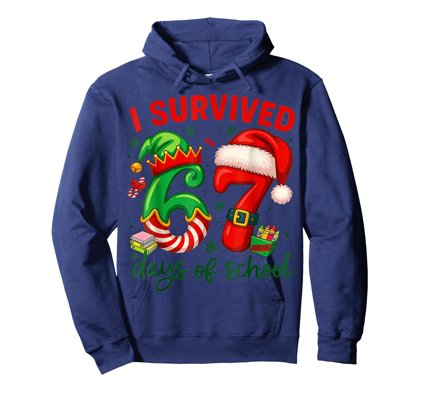 I Survived 67 Days of School Christmas Candy Cane Six Seven T-Shirt