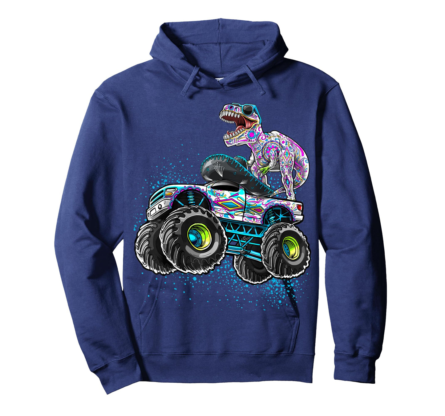 Day of the Dead Monster Truck Dinosaur Sugar Skull Boys T-Shirt