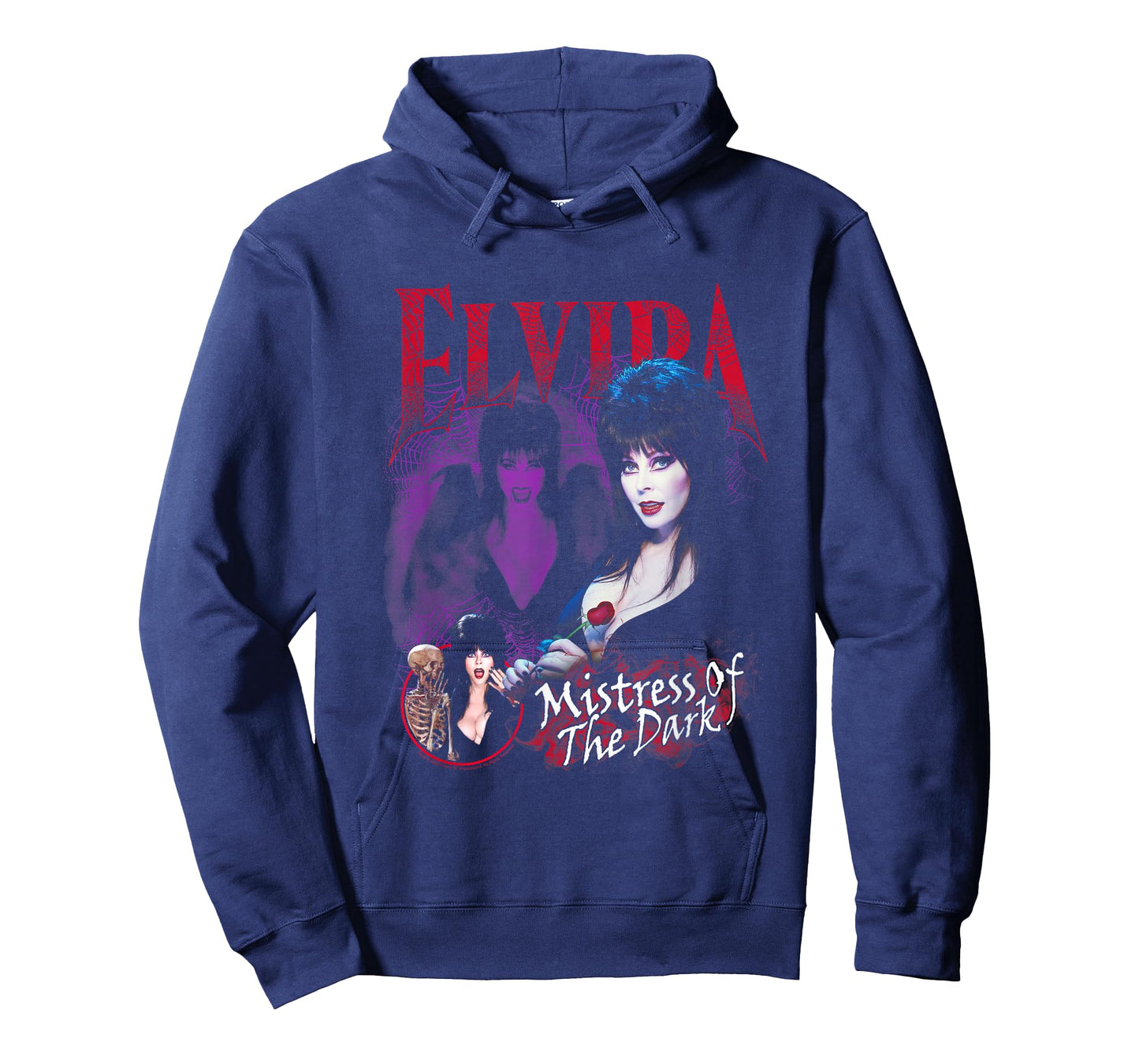 Elvira, Mistress of The Dark Purple and Red Graphic T-Shirt Small