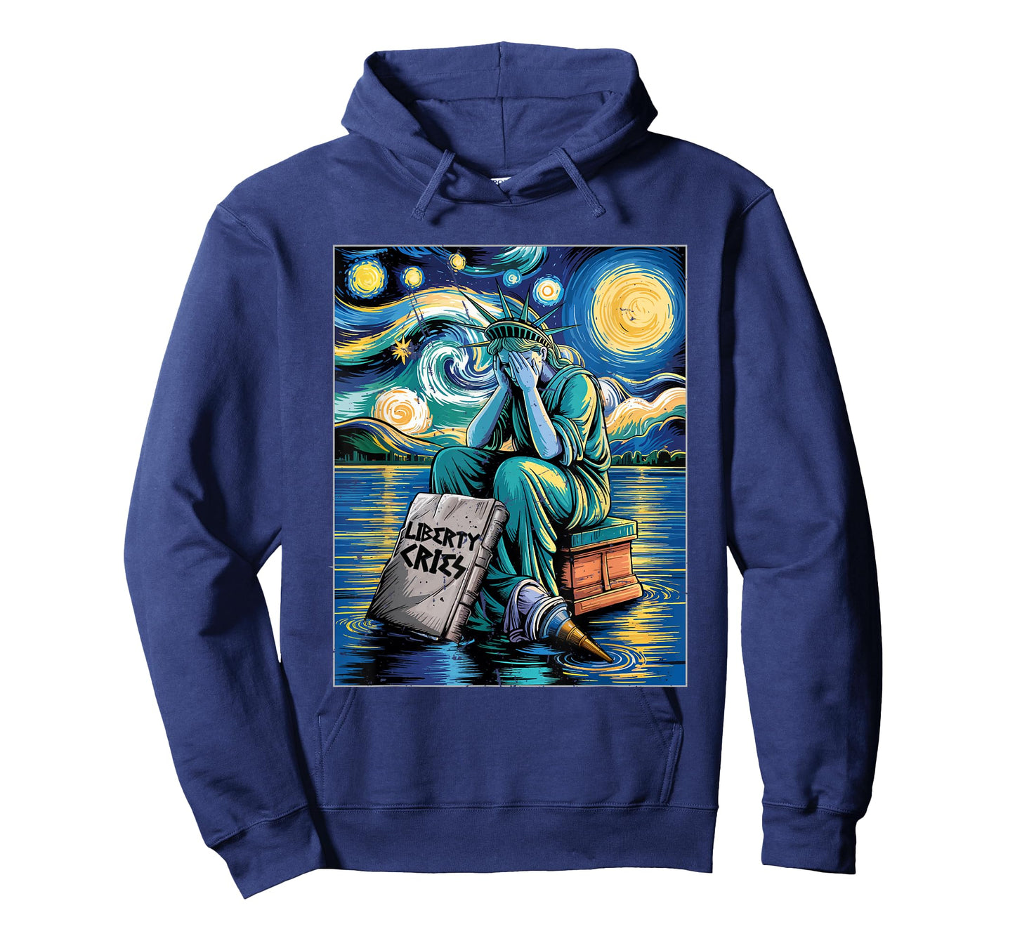 Funny Statue of Liberty Cries, Van Gogh Starry Night US Cry T-Shirt