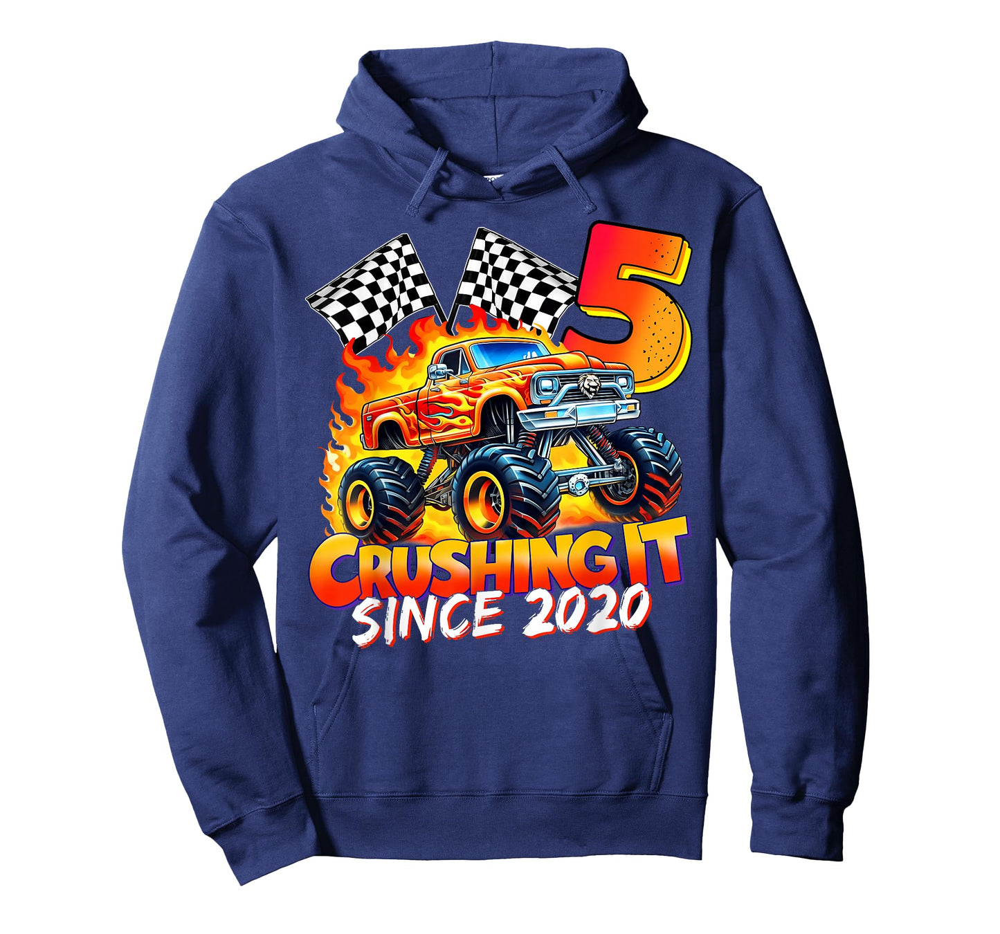 Monster Truck Birthday 5 Year Old Born 2020 5th Party Boys T-Shirt