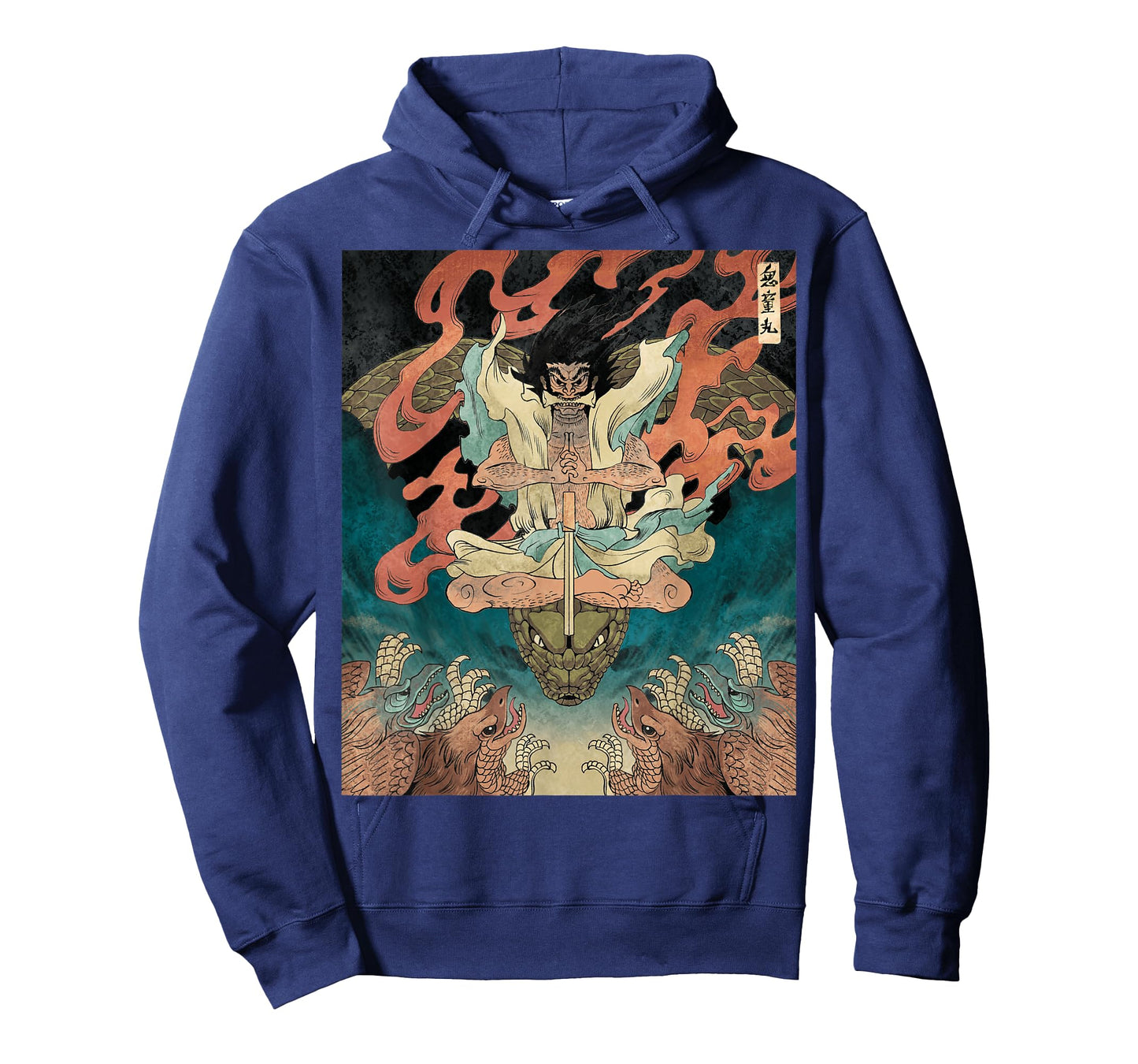 Japanese Vintage Artwork Tengu Gods Defeat Evil Snake Fan T-Shirt