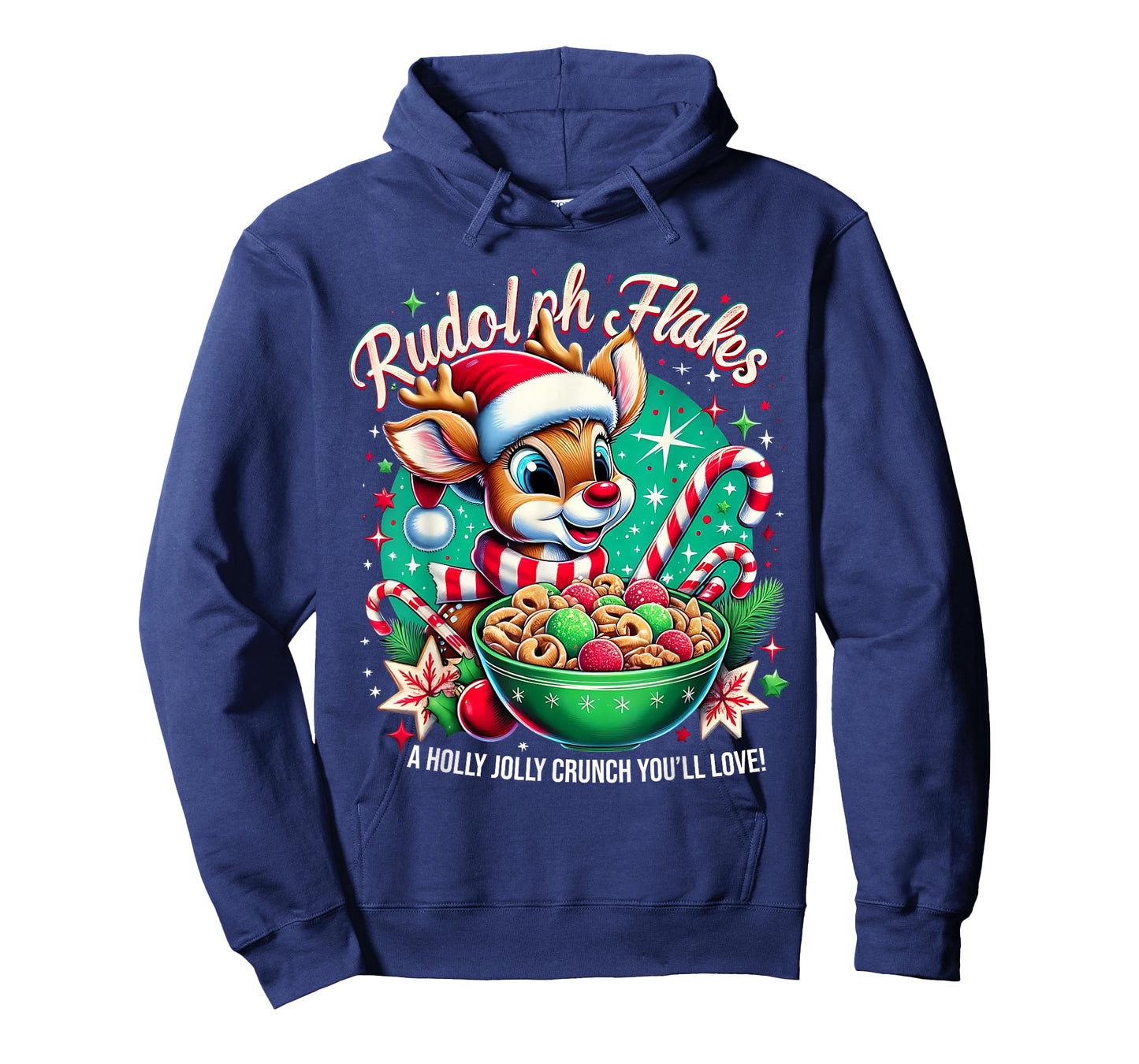Rudolph Flakes Funny Retro Christmas Reindeer Design T-Shirt