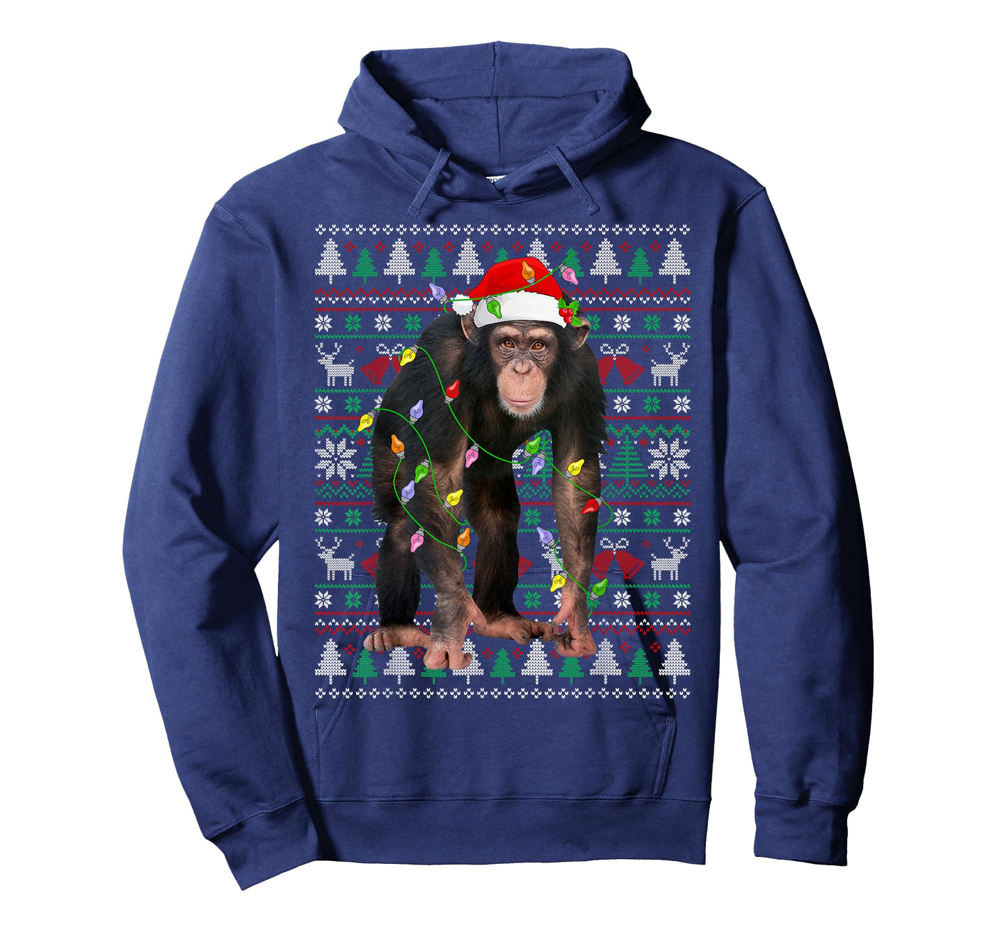 Chimpanzee Christmas Sweater Santa Hat Ugly Xmas Pajama T-Shirt