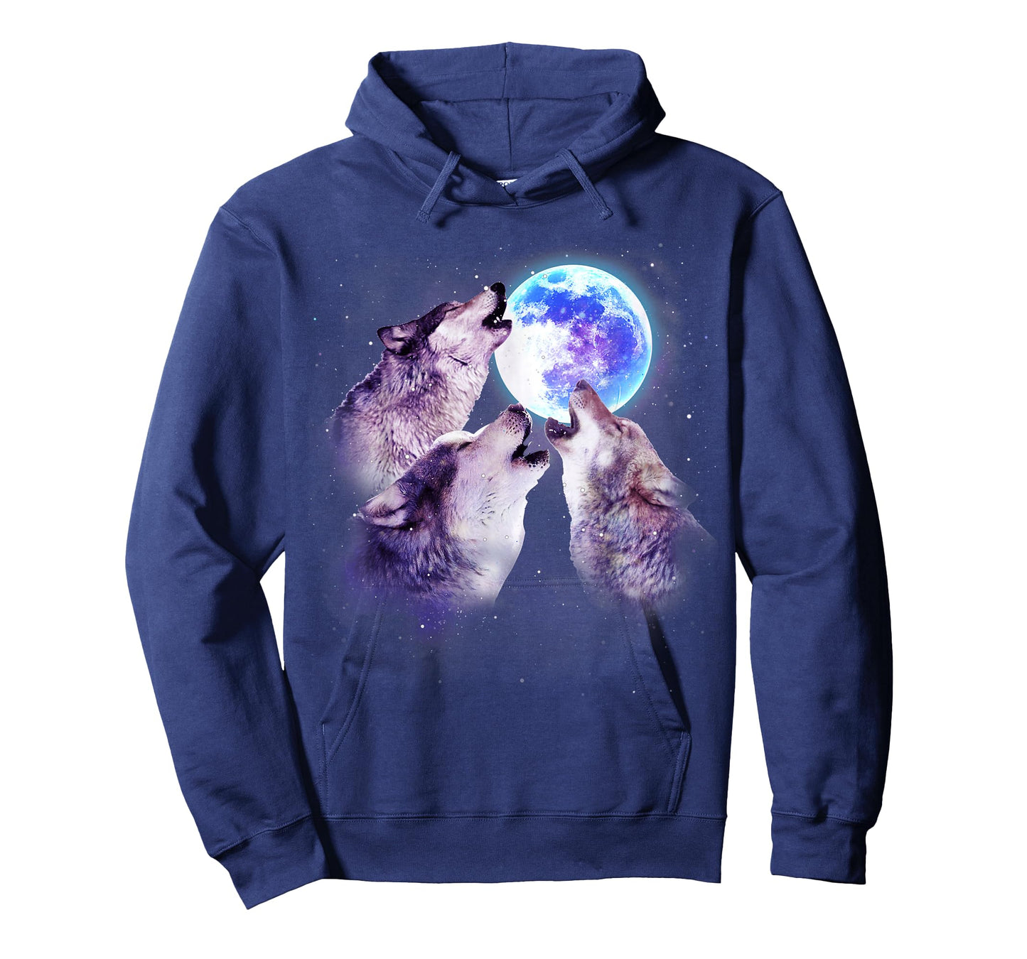 Three Grey Wolf Howling At The Moon 3 Wolves Space Galaxy T-Shirt