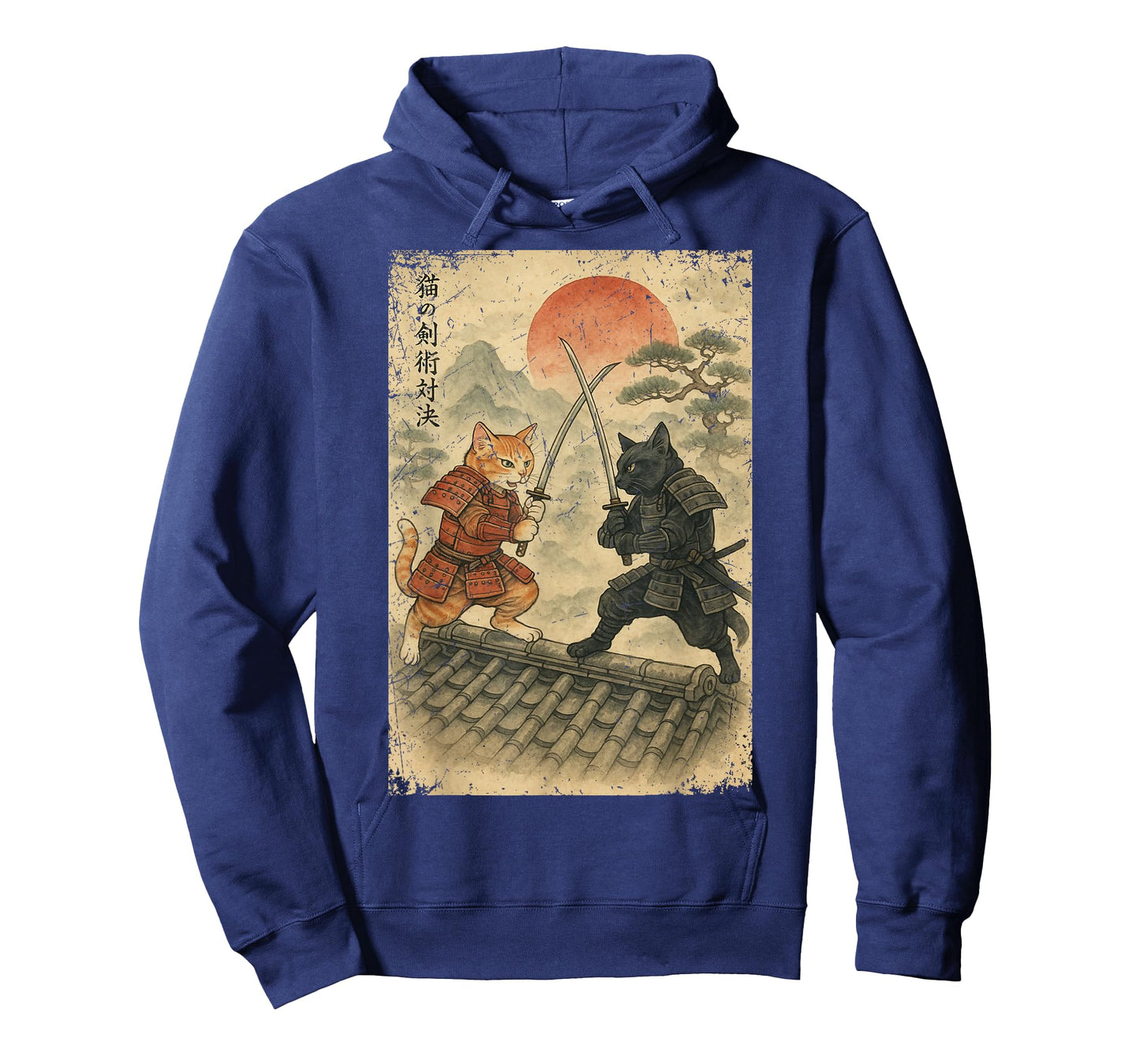 Samurai Cats Fighting Vintage Japanese Ukiyo-e Funny Cat T-Shirt for Men Women Kids
