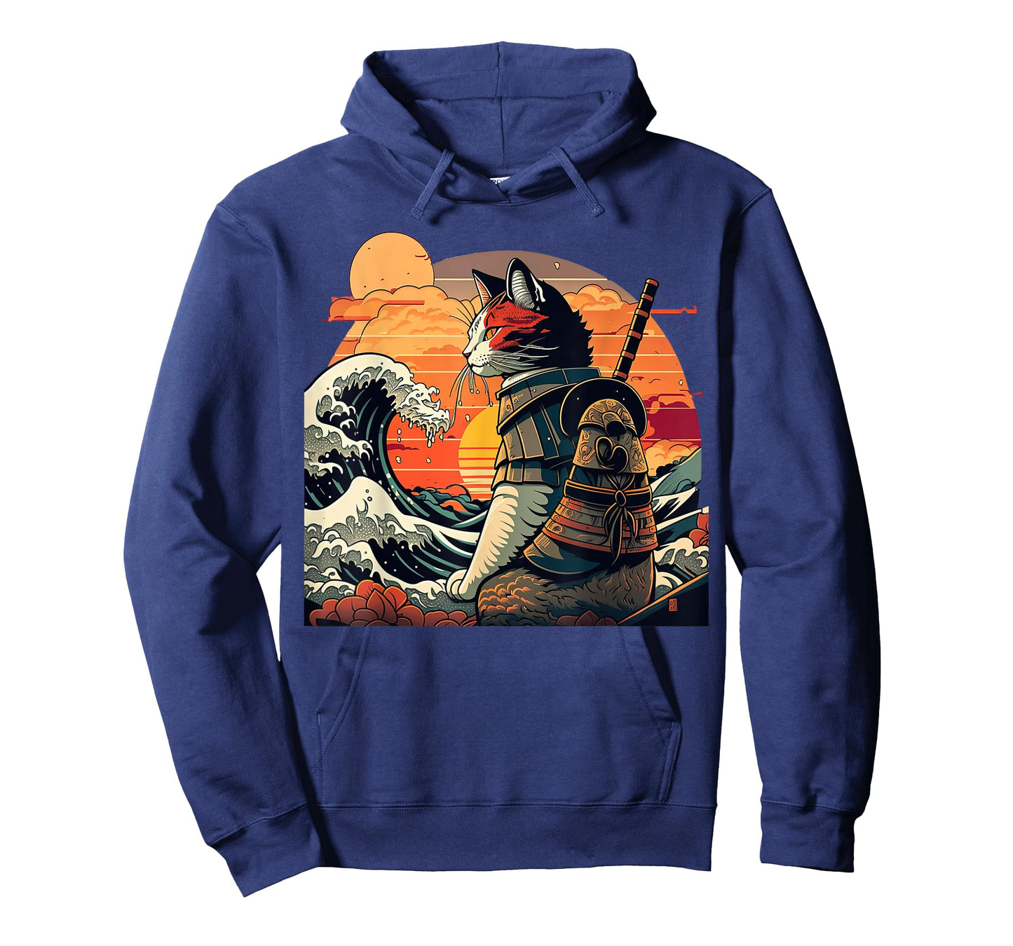Japanese Retro Samurai cat The Great Wave by Hokusai T-Shirt