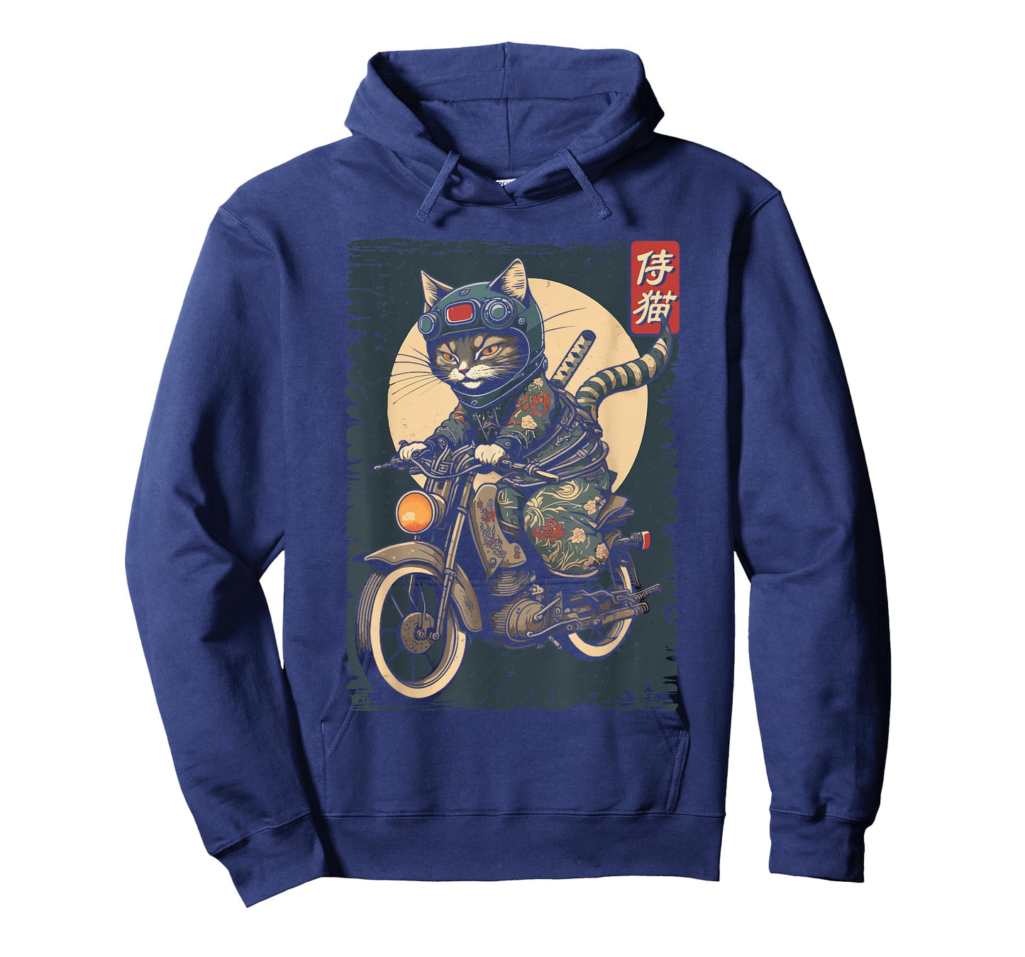 Japanese Samurai Cat on Motorcycle Kawaii Ninja Cat T-Shirt