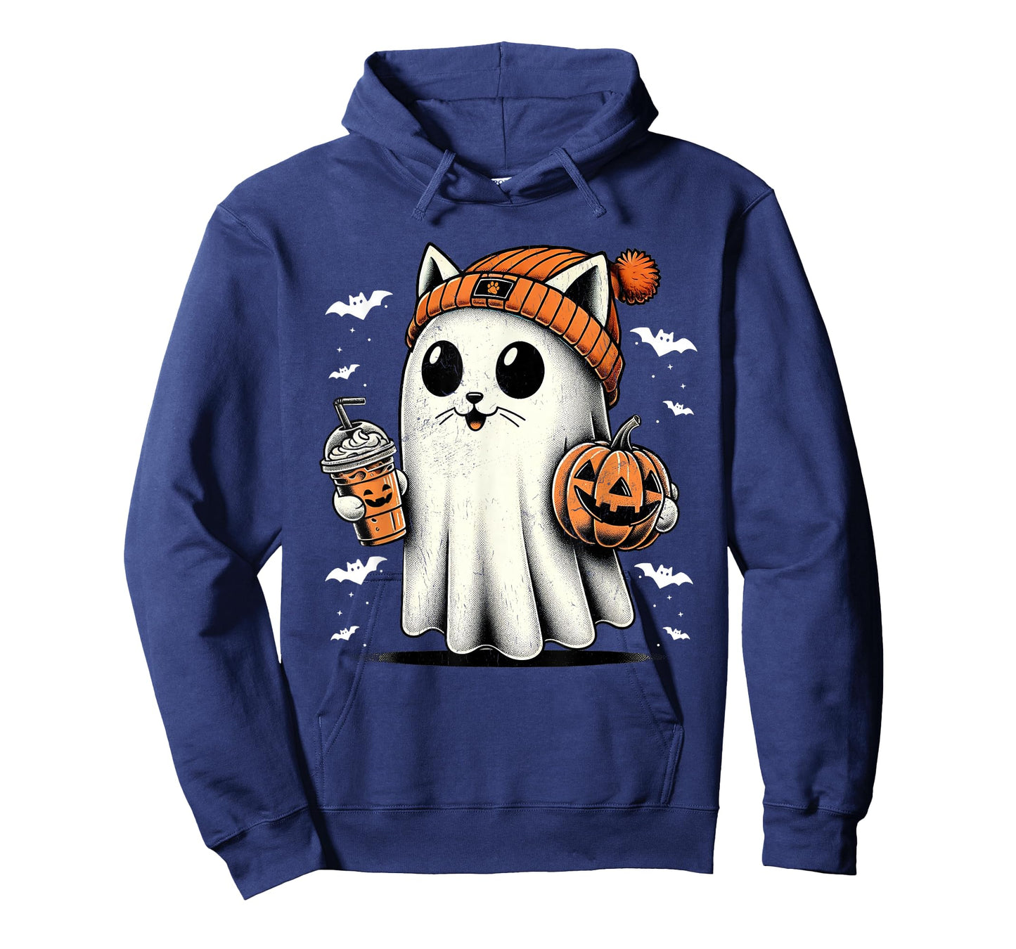 Cute Cat Ghost Iced Coffee Funny Ghost Halloween Ice Coffee T-Shirt