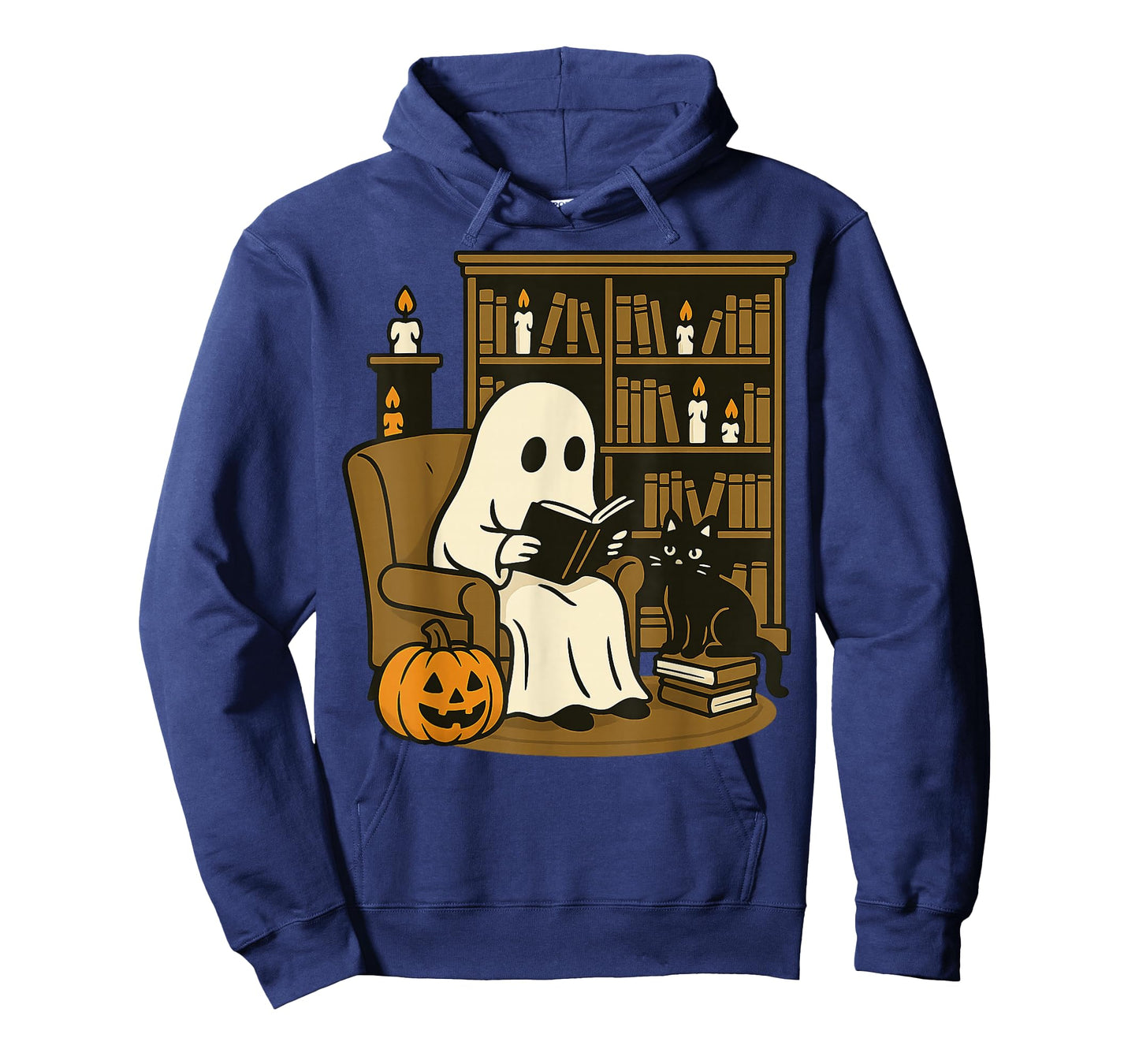 Cozy Reading with Black Cat and Pumpkin Halloween T-Shirt