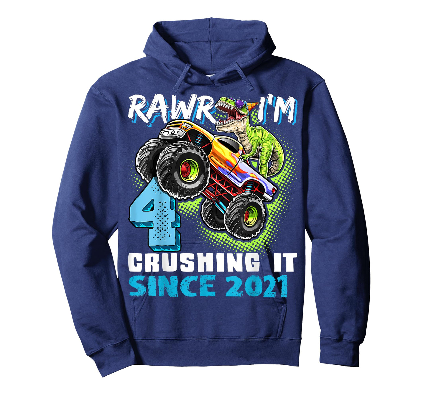 4th Birthday Monster Truck Dinosaur Party Boys Rawr I'm 4 T-Shirt