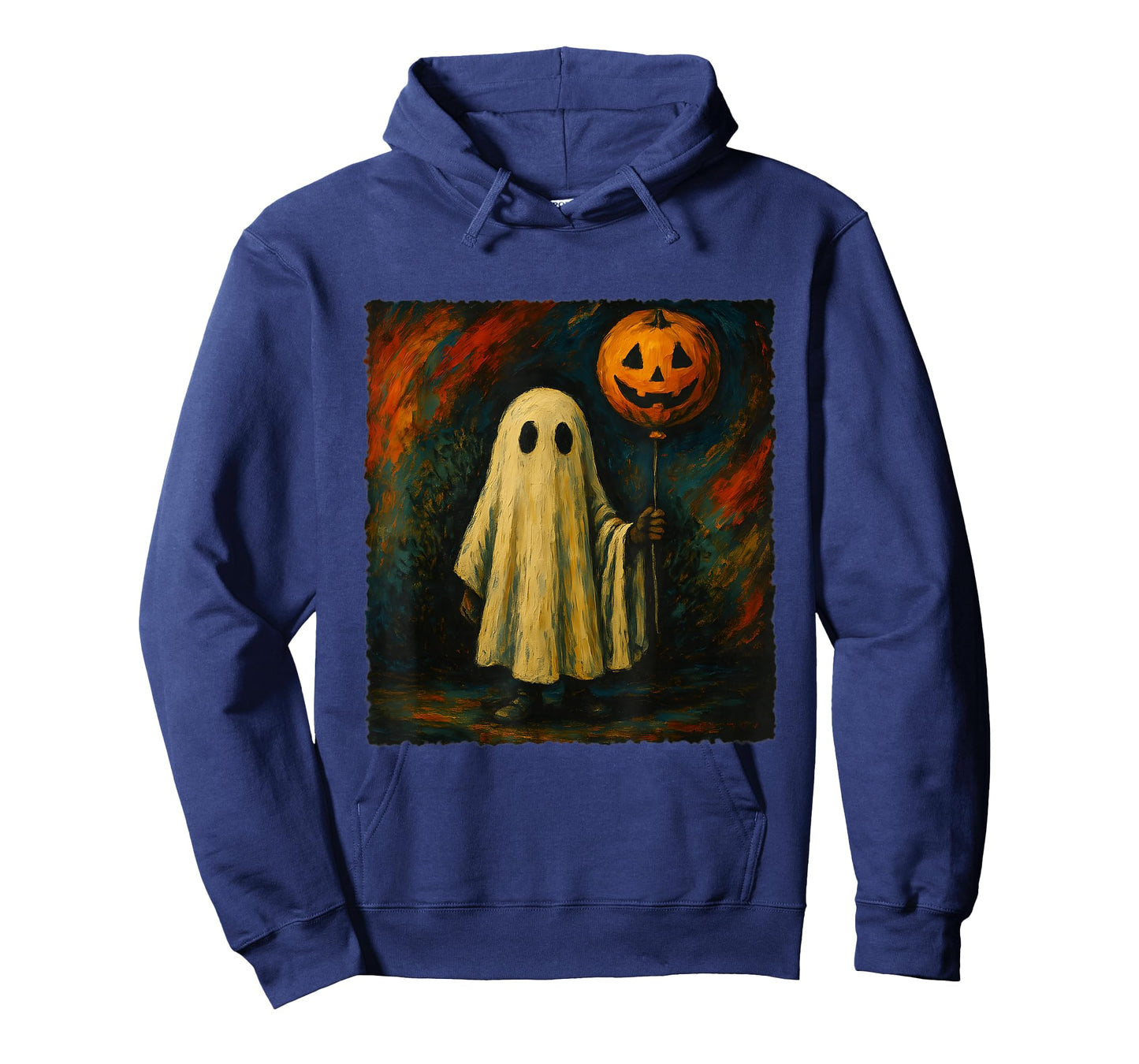 Vintage Ghost Holding Pumpkin Balloon Halloween Art T-Shirt