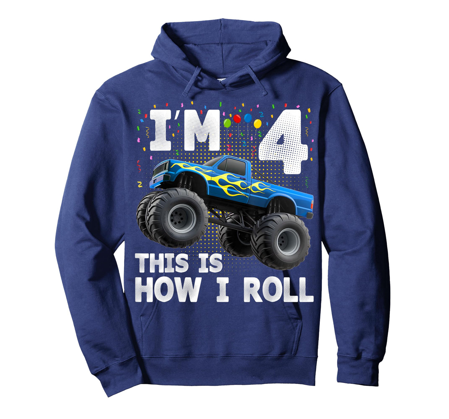 I'm 4 This is How I Roll Monster Truck 4th Birthday Boys T-Shirt