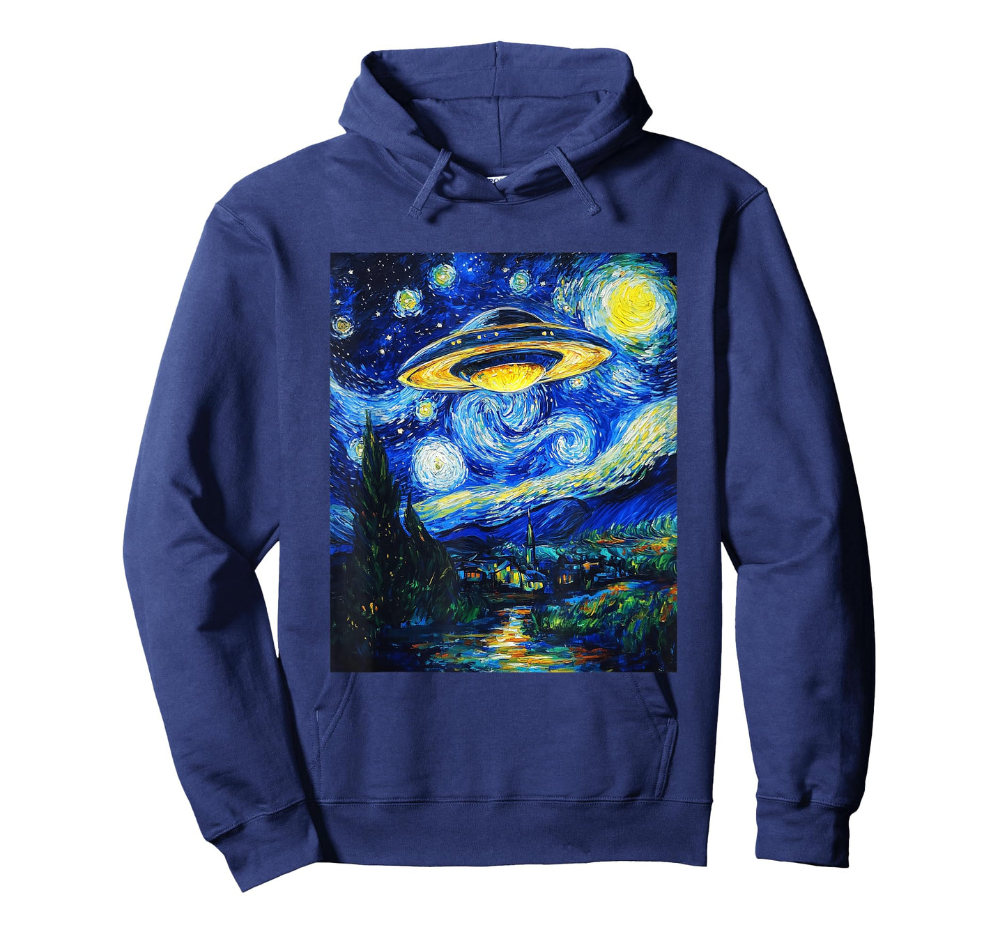 UFO Aliens Flying Saucer - Van Gogh Style - Starry Night T-Shirt