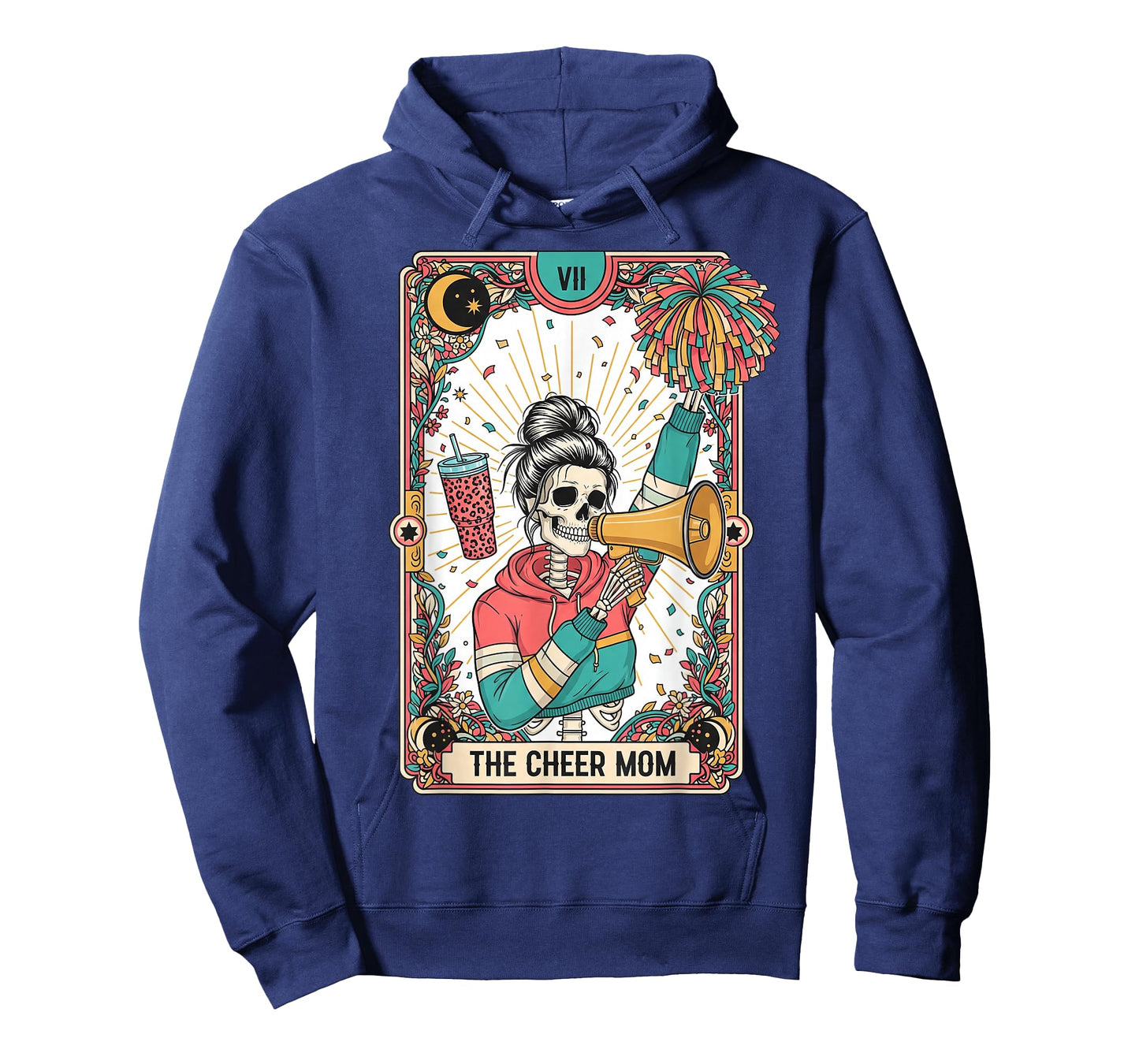 Tarot Card Gothic Cheer Mom Skeleton Funny Cheerleader Mama T-Shirt