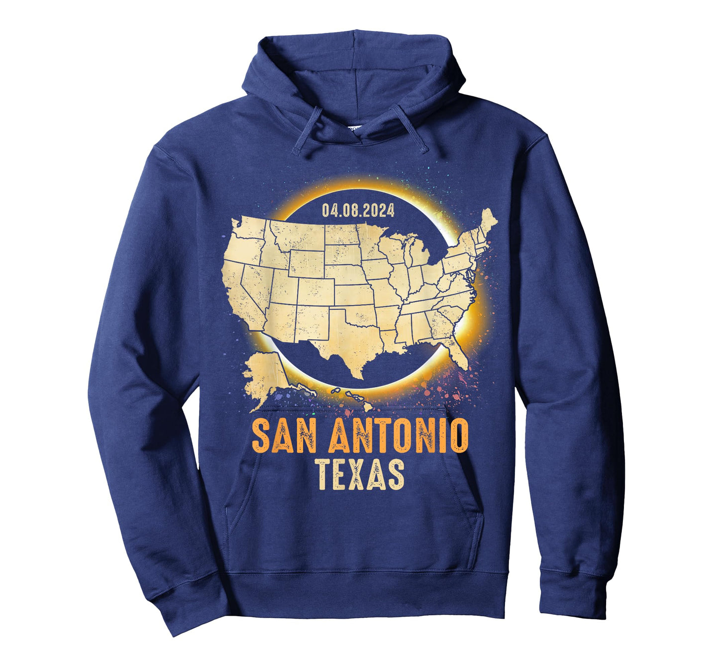 Total Solar Eclipse 2024 San Antonio Texas USA Map Colorful T-Shirt