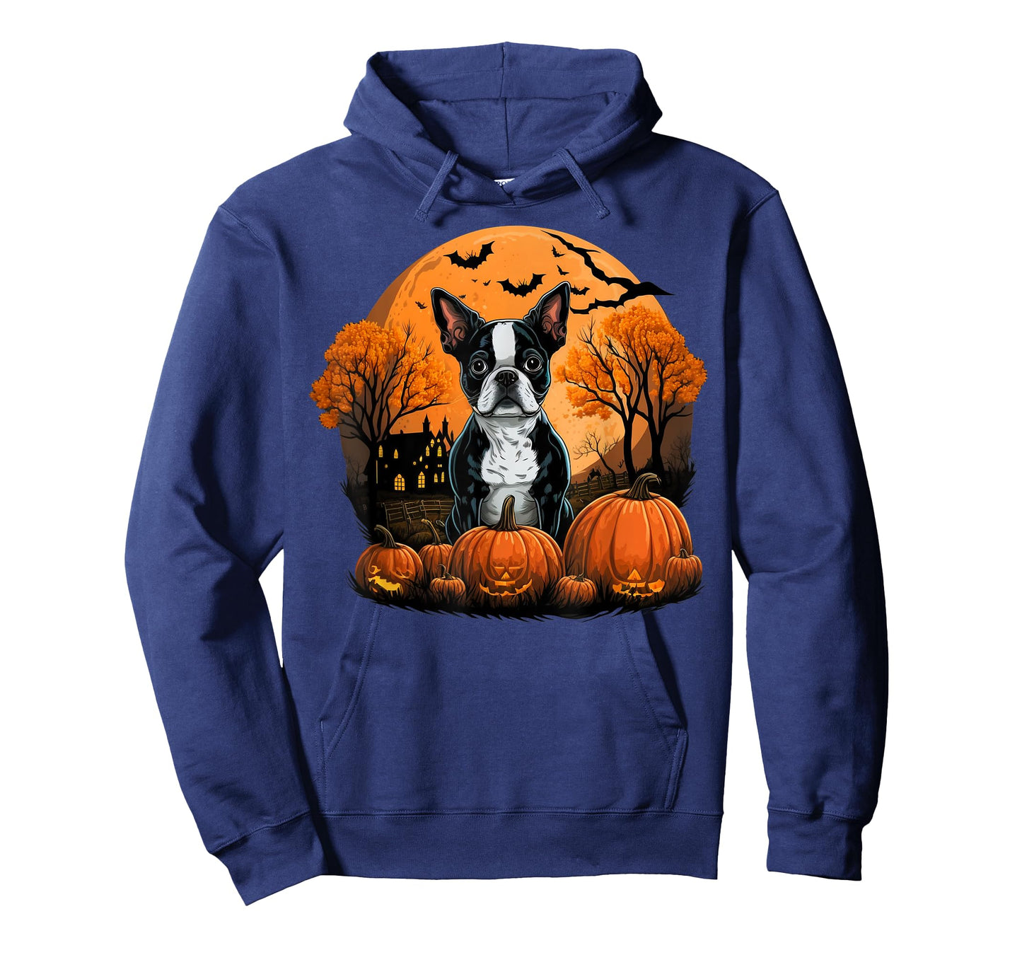 Pumpkin Boston Terrier costume on Boston Terrier Halloween T-Shirt