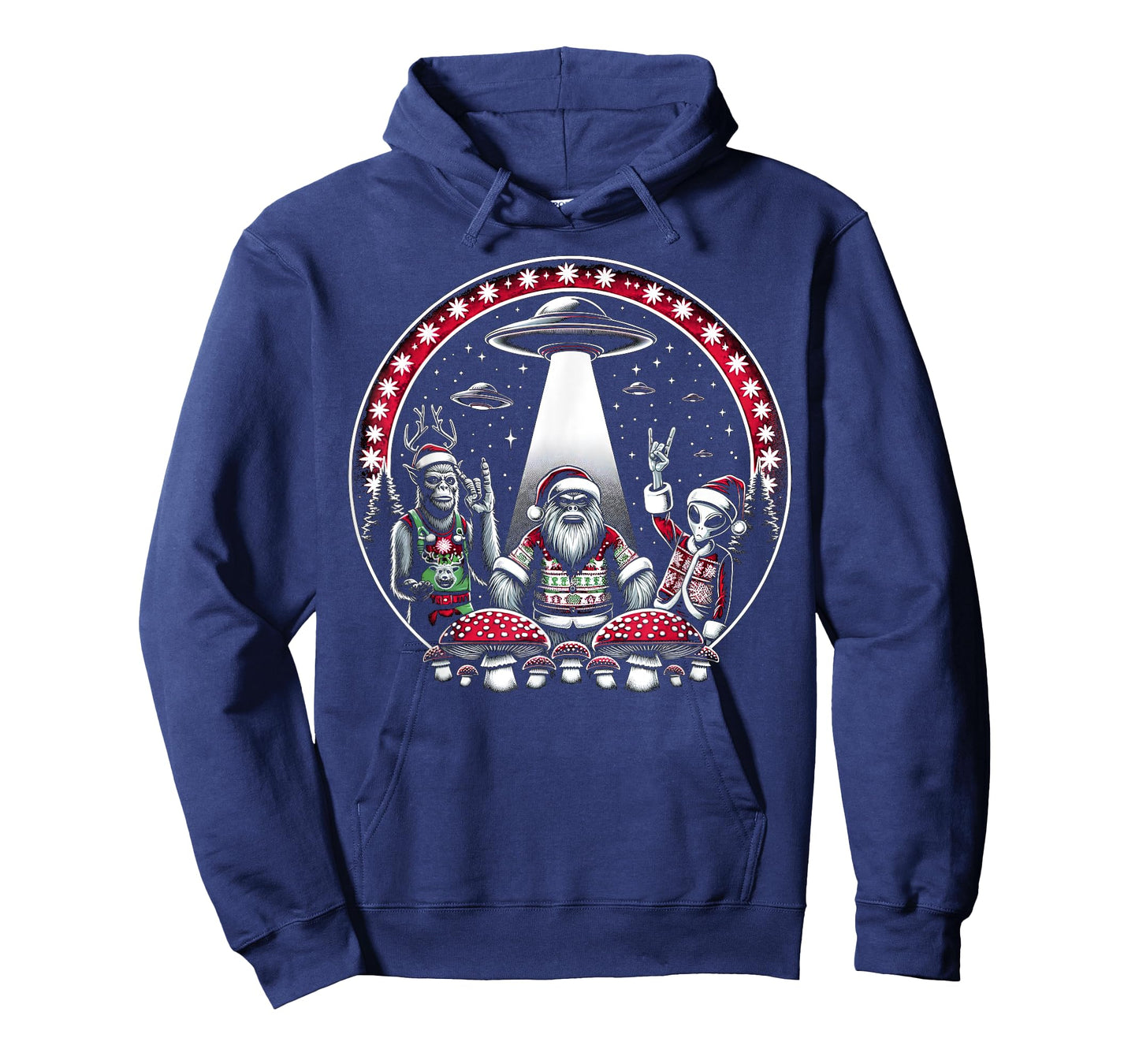 Unique Christmas Santa Alien Bigfoot Reindeer Holiday T-Shirt