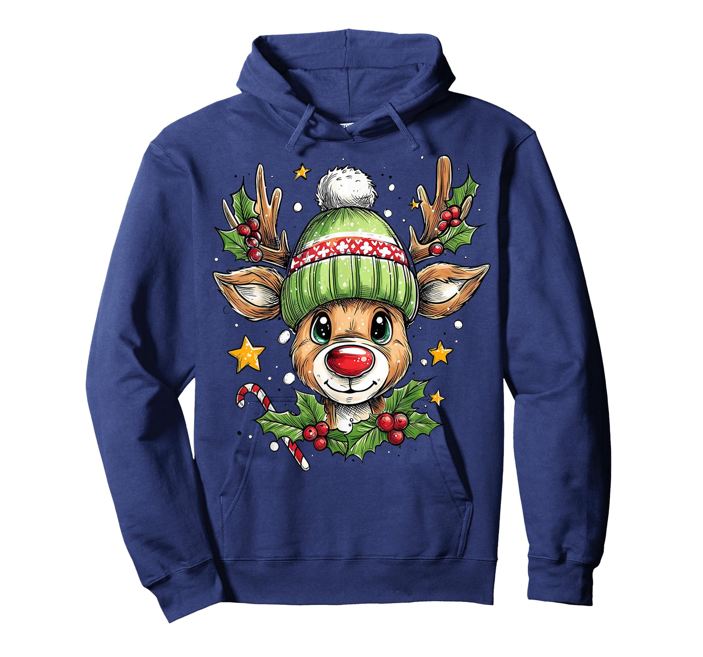 Christmas Reindeer Star Green Candy Holly Berry Xmas Couple T-Shirt