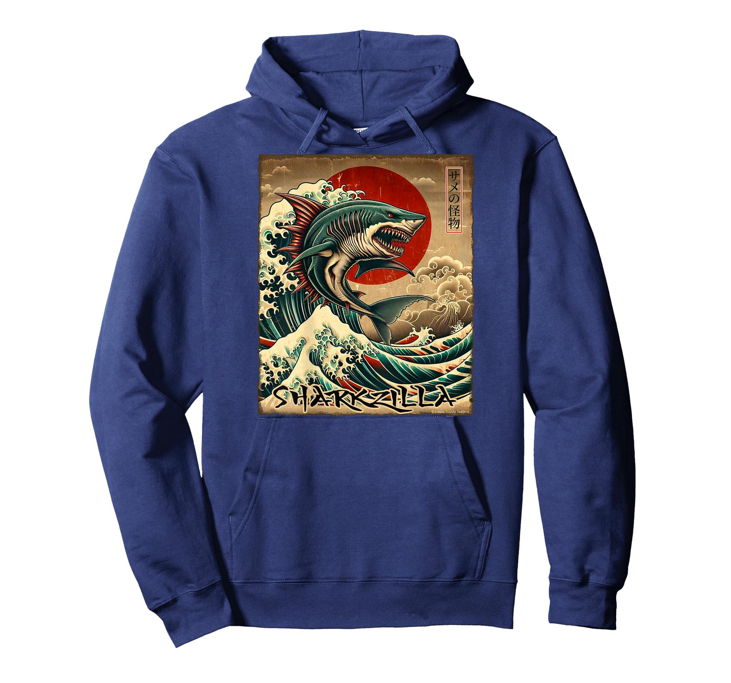On Back Shark Kaiju Japanese Vintage Sharkzilla Great Wave T-Shirt