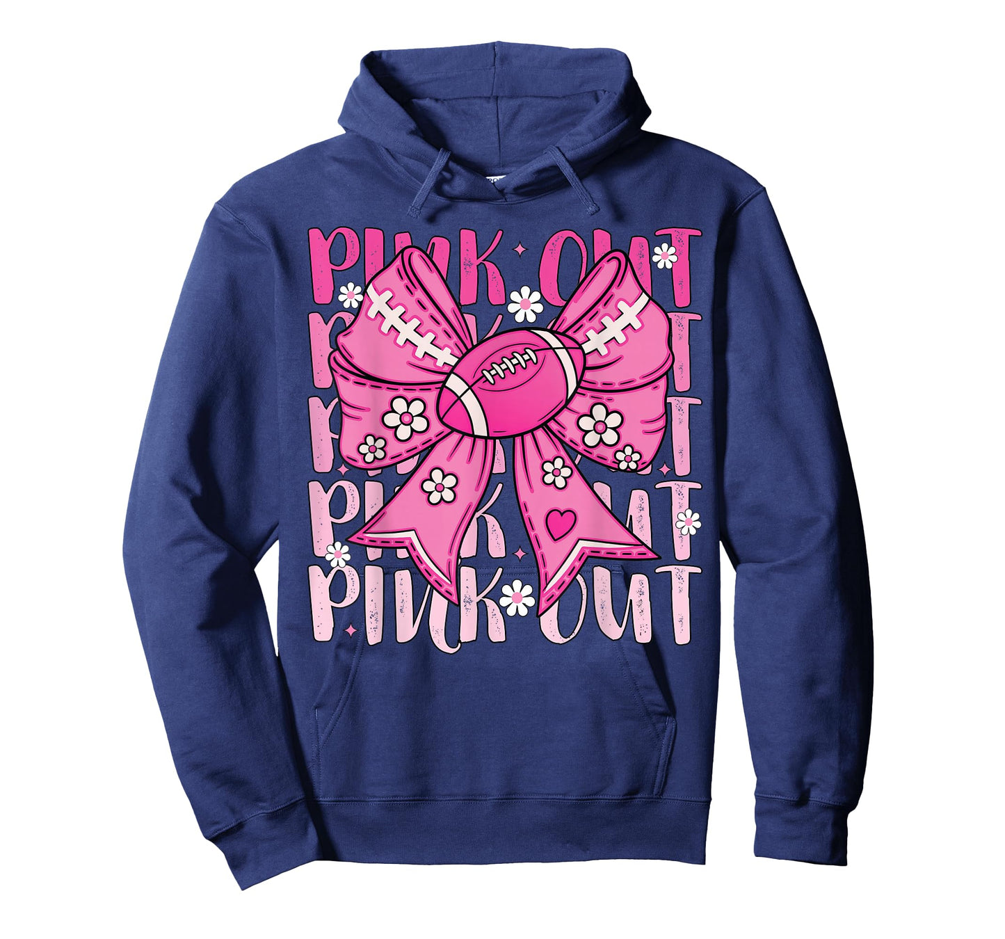 Pink Out Breast Cancer Football Coquette Bow Mom Girls Women T-Shirt