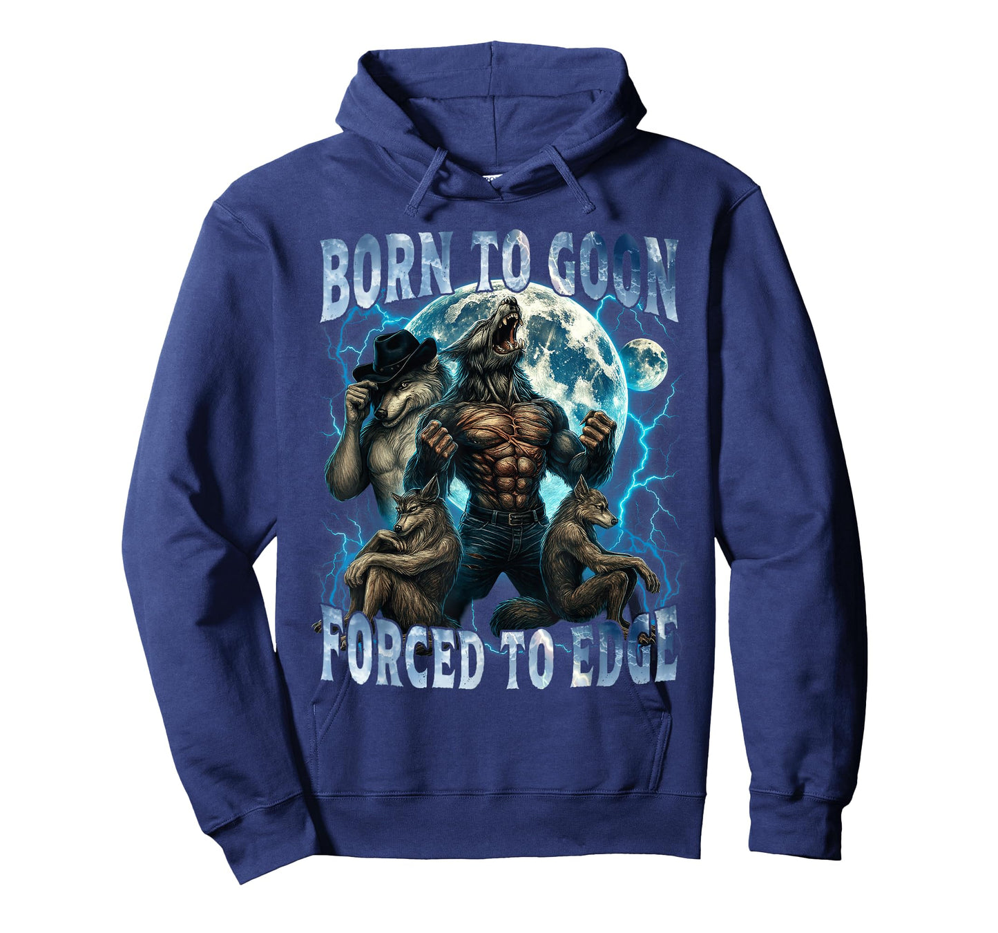 Born to Goon Forced to Edge Funny Alpha Wolf Meme Gifts Men T-Shirt
