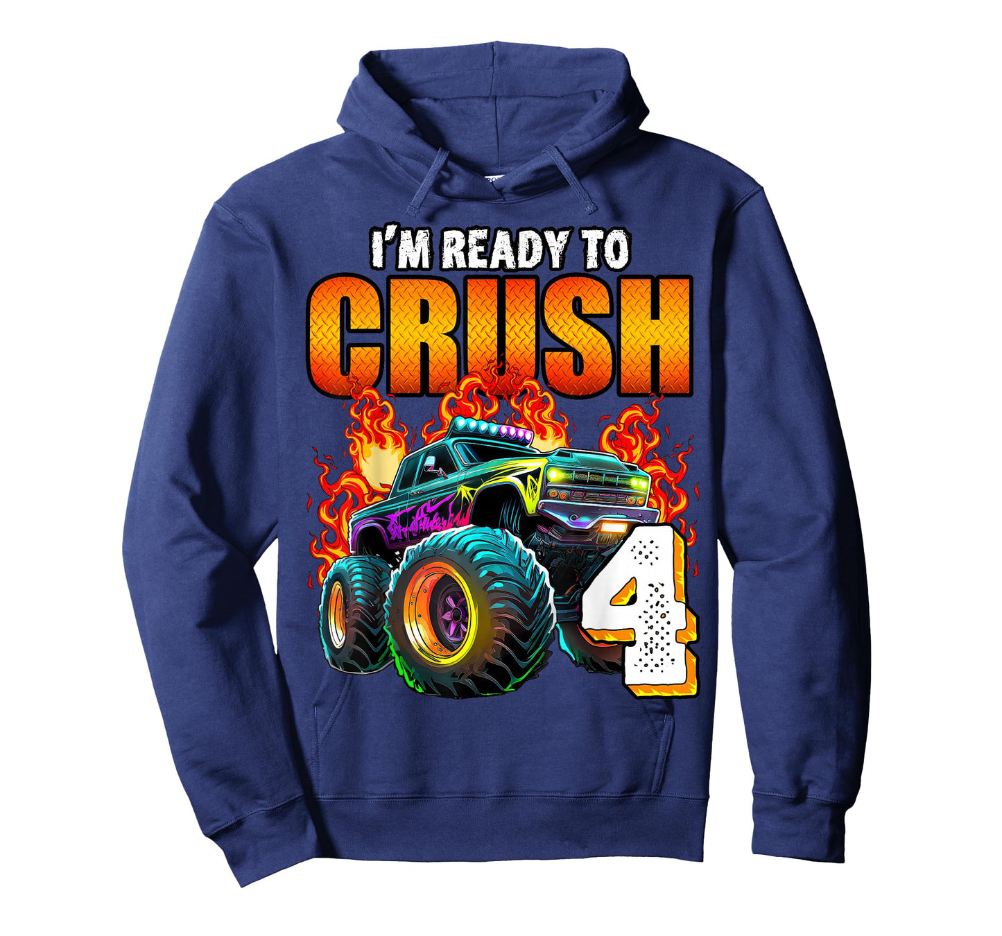 I'm Ready to Crush 4 Monster Truck 4th Birthday Boys Toddler T-Shirt