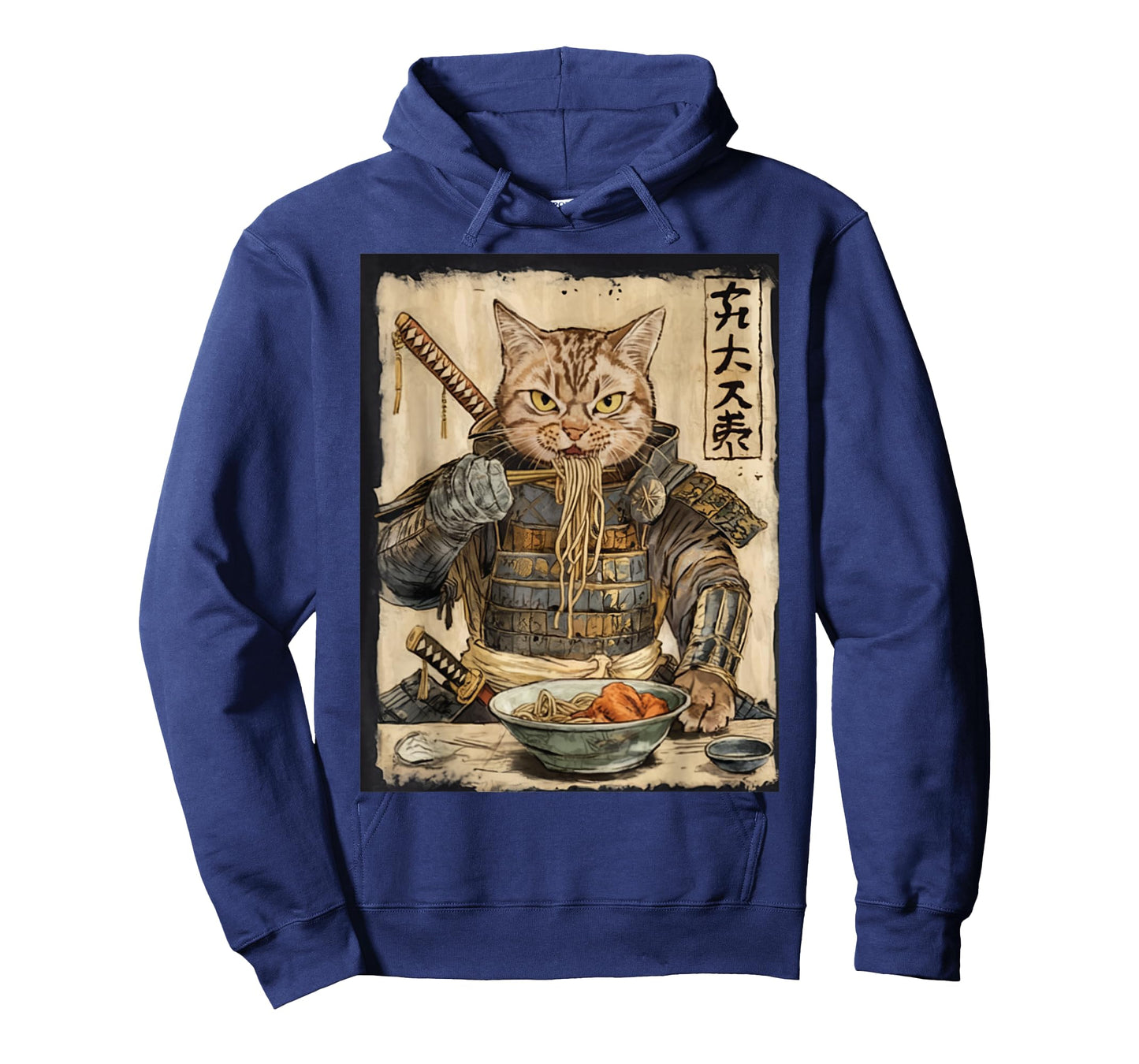 Samurai Cat Loves Ramen Funny Anime Japanese Artwork Samurai T-Shirt