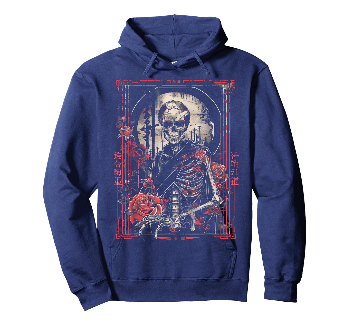 Anime Japanese Goth Cyberpunk City Skeleton Roses Gothic T-Shirt