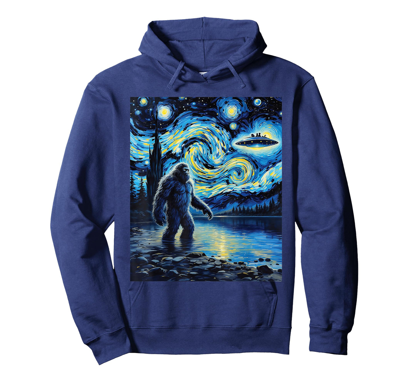 Bigfoot UFO Extraterrestrial Encounter Adventure Van Gogh T-Shirt