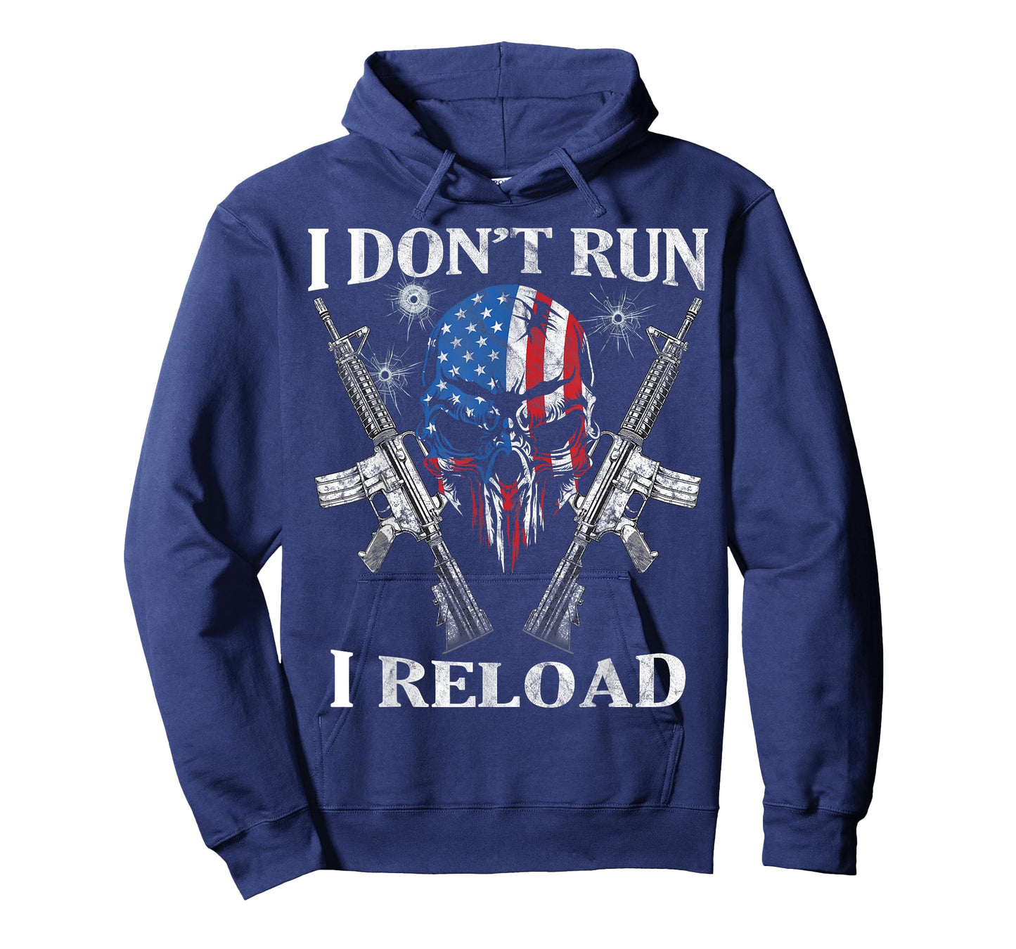 I Don't Run I Reload Gun Rights AR-15 Skull American Flag T-Shirt