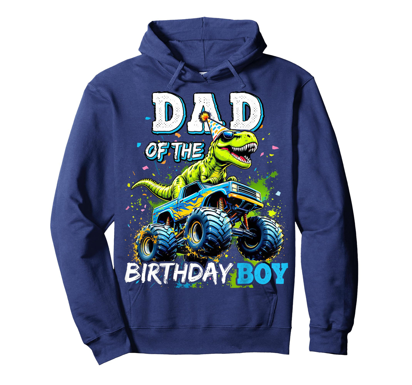 Dad of the Birthday Boy Monster Truck Dinosaur Party T Rex T-Shirt