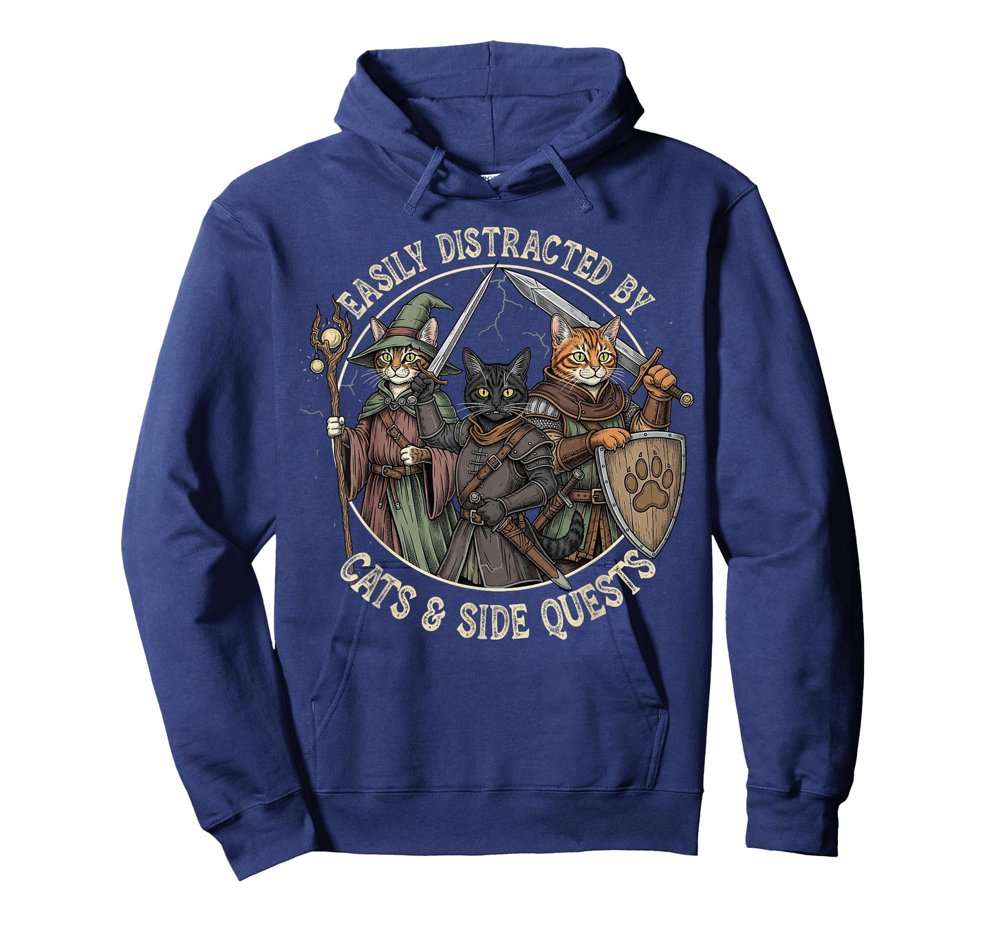 Easily Distracted by Cats Side Quests Funny Gamer Vintage T-Shirt