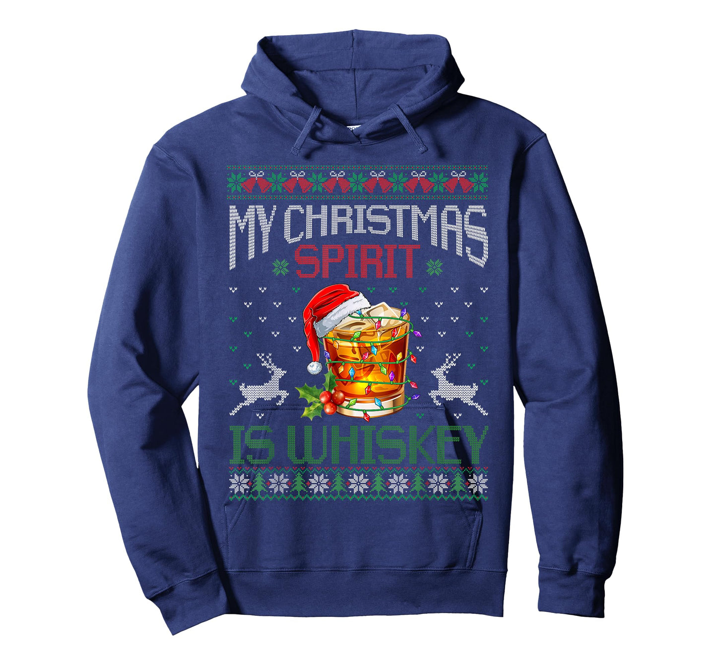 My Christmas Spirit Is Whiskey Ugly Sweater Xmas Pajamas T-Shirt