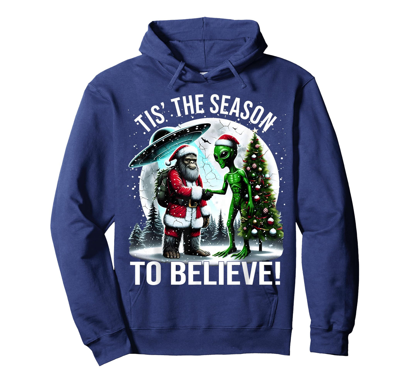 Tis The Season to Believe Funny Christmas Alien Bigfoot Art T-Shirt