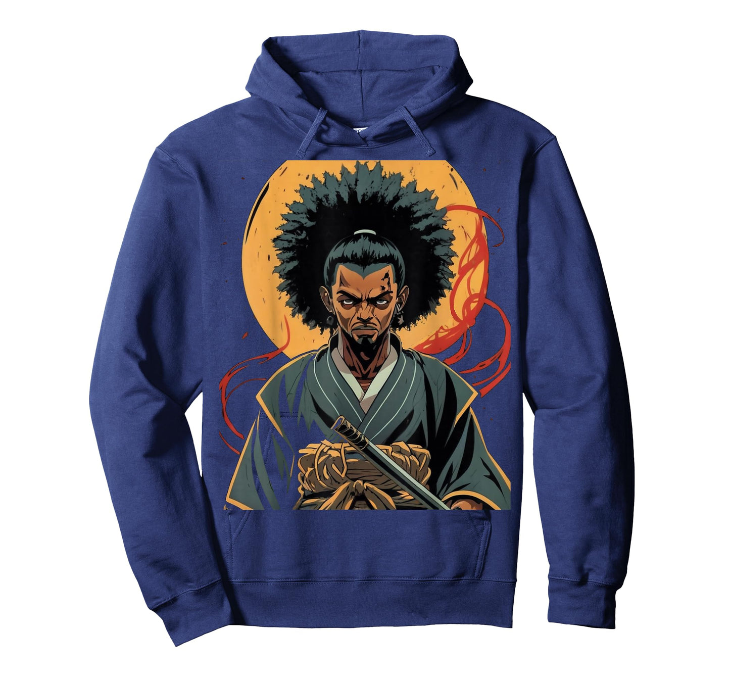 Afro American Samurai Anime Cartoon Japanese Bushido Warrior T-Shirt