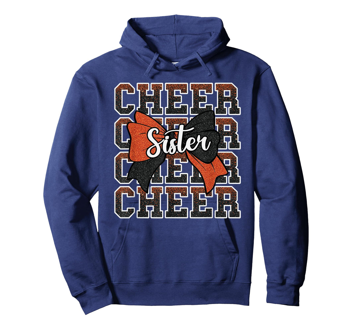 Cheer Sister Bow Sport Cheerleader Cheerleading Orange Black T-Shirt