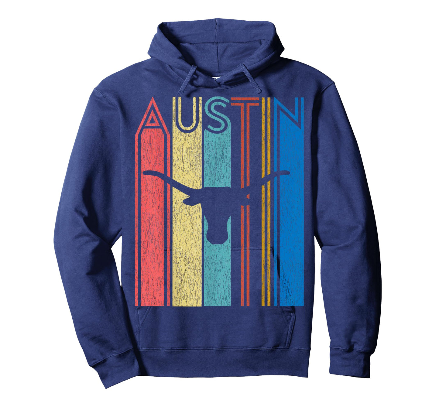 Retro Austin Longhorn Silhouette Skull Vintage Texas T-Shirt