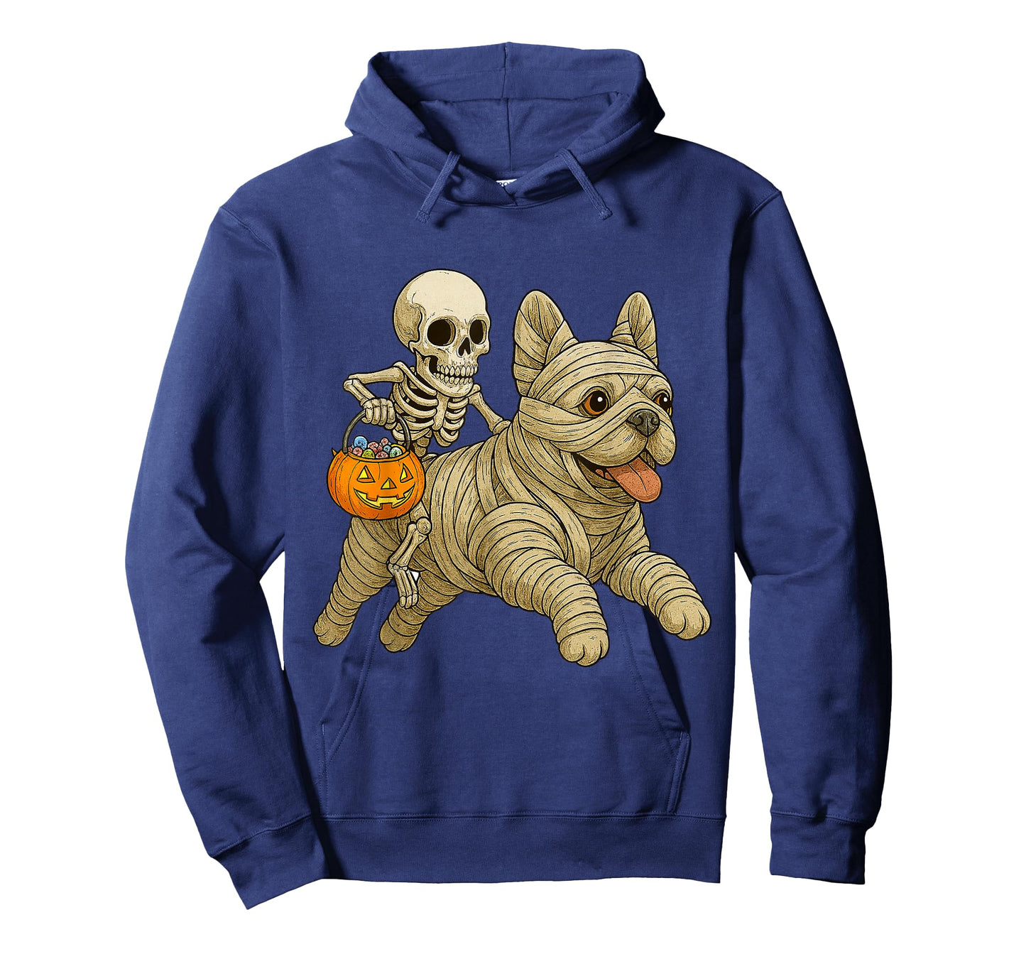 Skeleton Riding Mummy French Bulldog Dog Halloween Funny T-Shirt