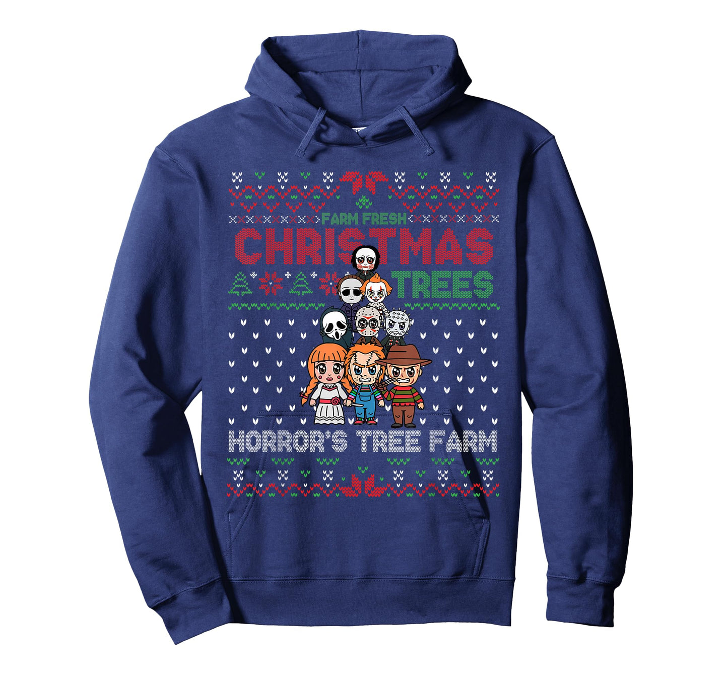 Christmas Trees Horror's Tree Farm, Scary Characters Xmas T-Shirt